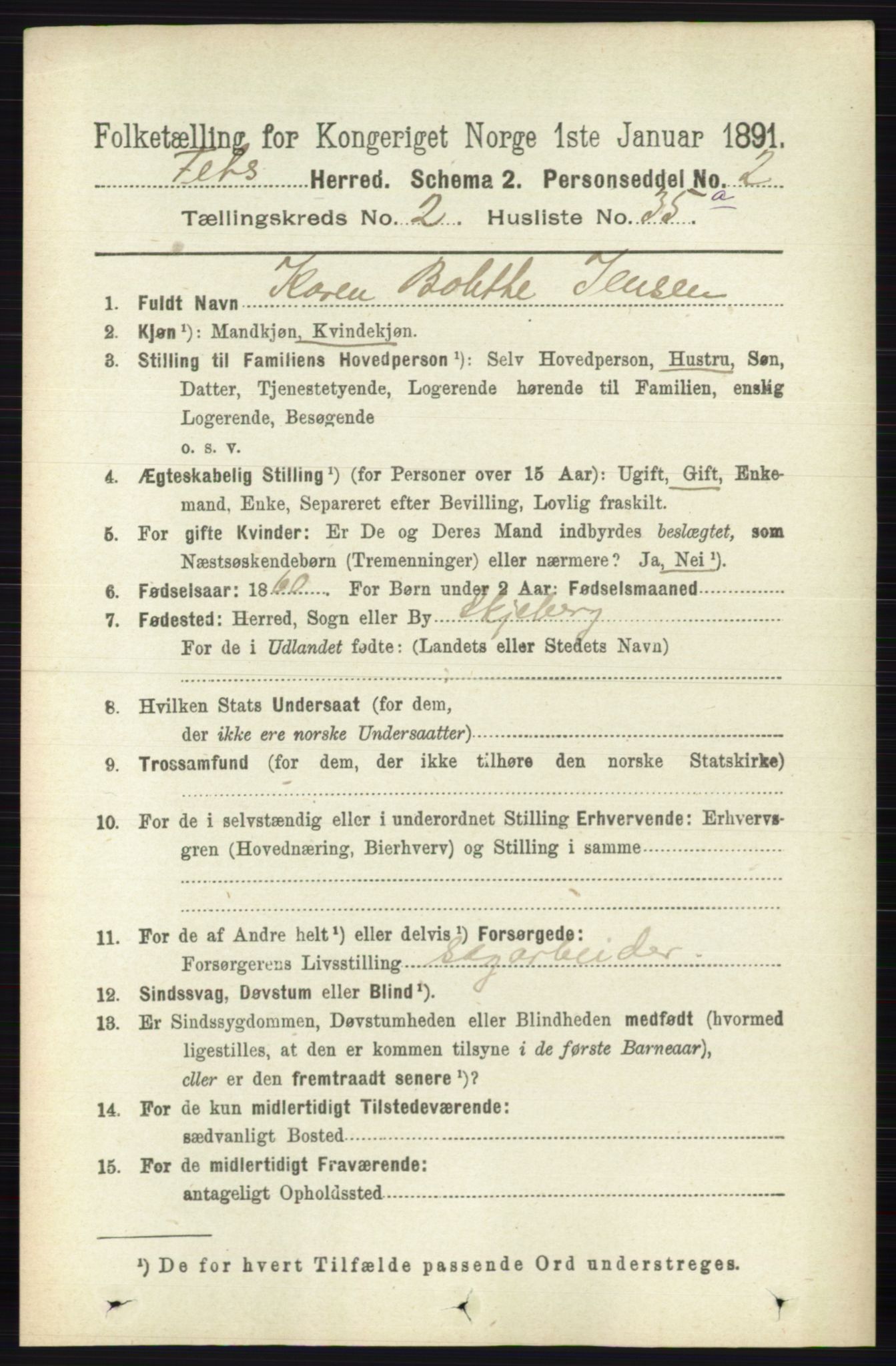 RA, 1891 census for 0227 Fet, 1891, p. 695