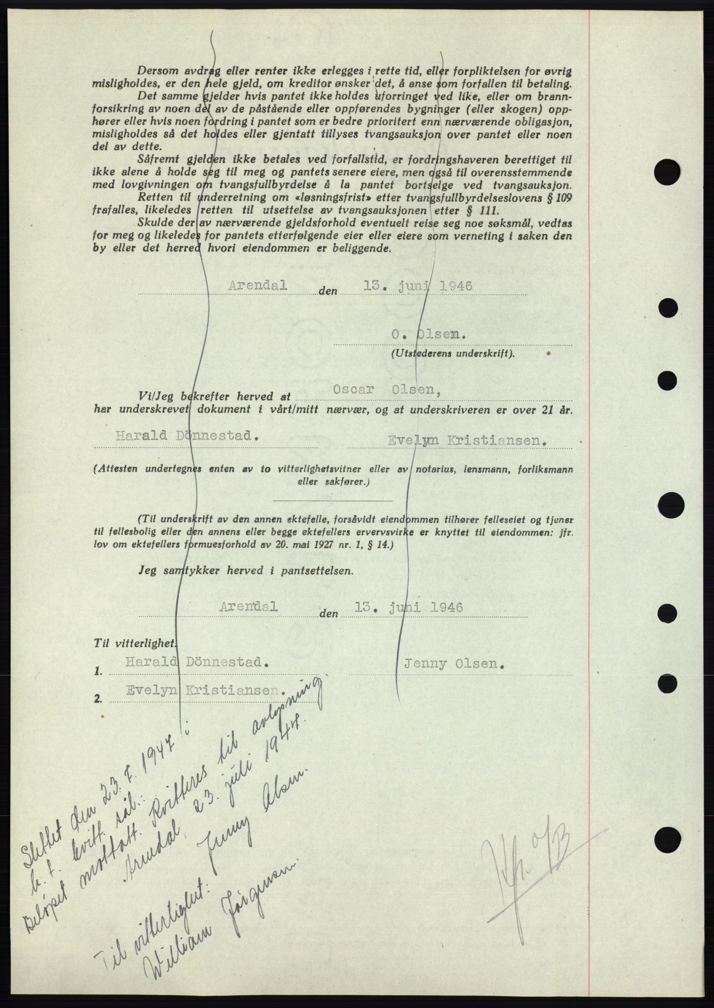 Nedenes sorenskriveri, AV/SAK-1221-0006/G/Gb/Gbb/L0003: Mortgage book no. B3b, 1946-1946, Diary no: : 645/1946