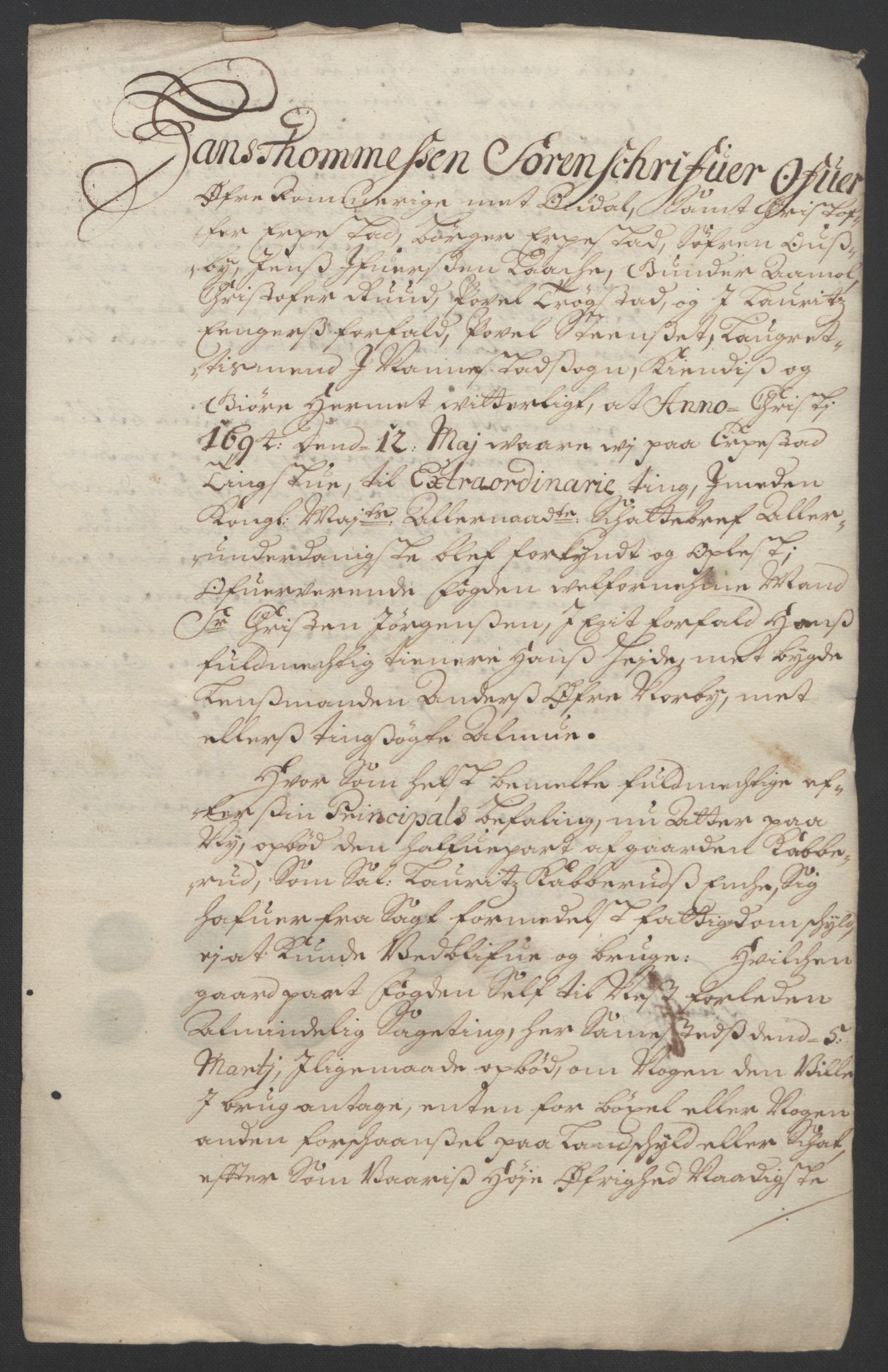 Rentekammeret inntil 1814, Reviderte regnskaper, Fogderegnskap, AV/RA-EA-4092/R12/L0706: Fogderegnskap Øvre Romerike, 1694, p. 286