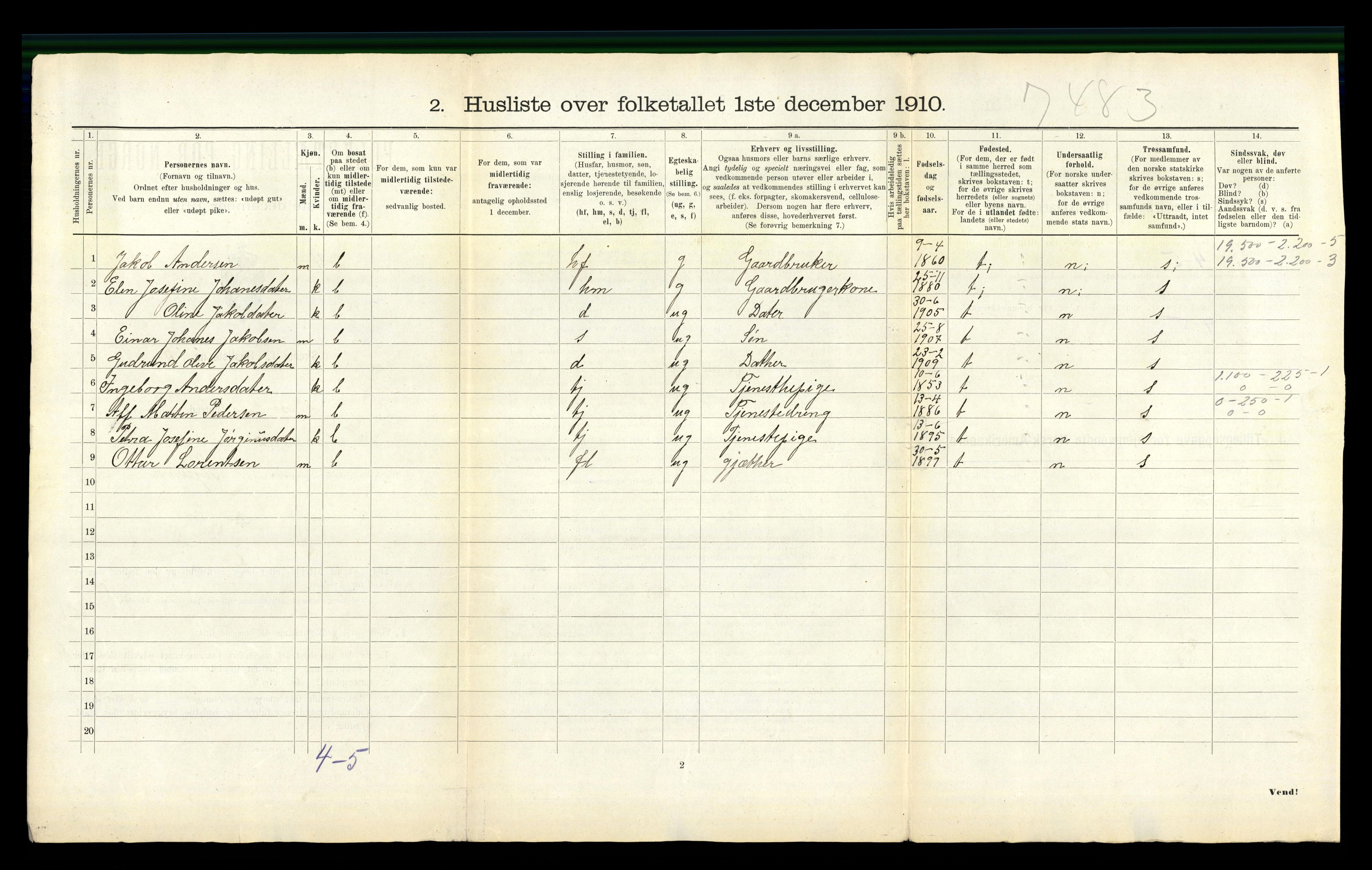 RA, 1910 census for Mosvik, 1910, p. 39