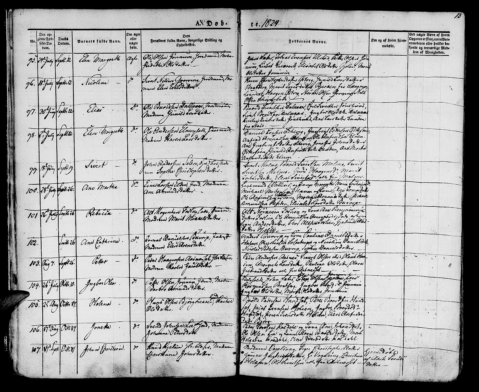 Ministerialprotokoller, klokkerbøker og fødselsregistre - Nord-Trøndelag, SAT/A-1458/741/L0390: Parish register (official) no. 741A04, 1822-1836, p. 13