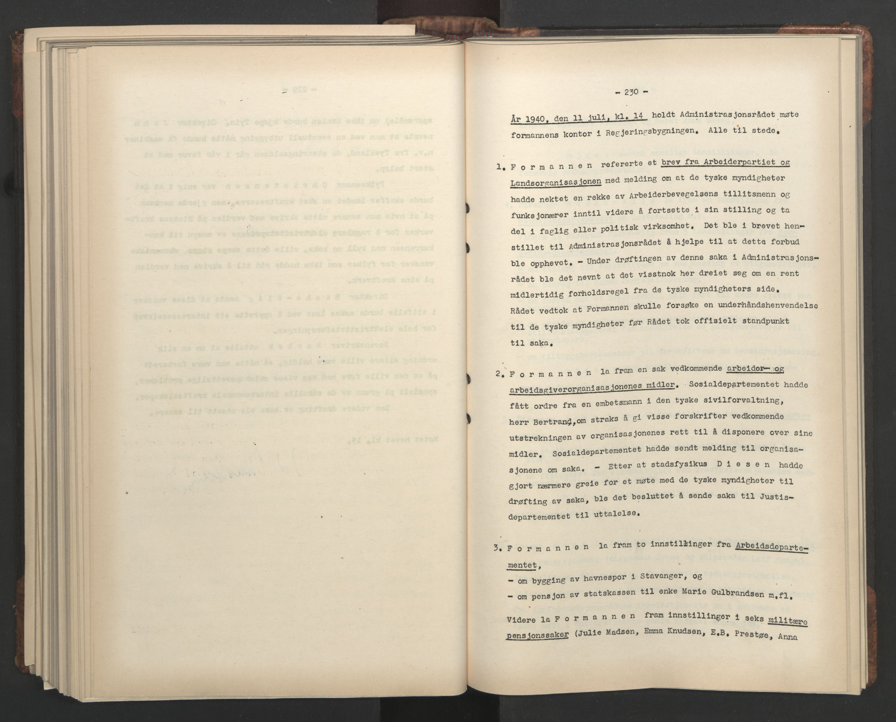 Administrasjonsrådet, AV/RA-S-1004/A/L0001: Møteprotokoll med tillegg 15/4-25/9, 1940, p. 230