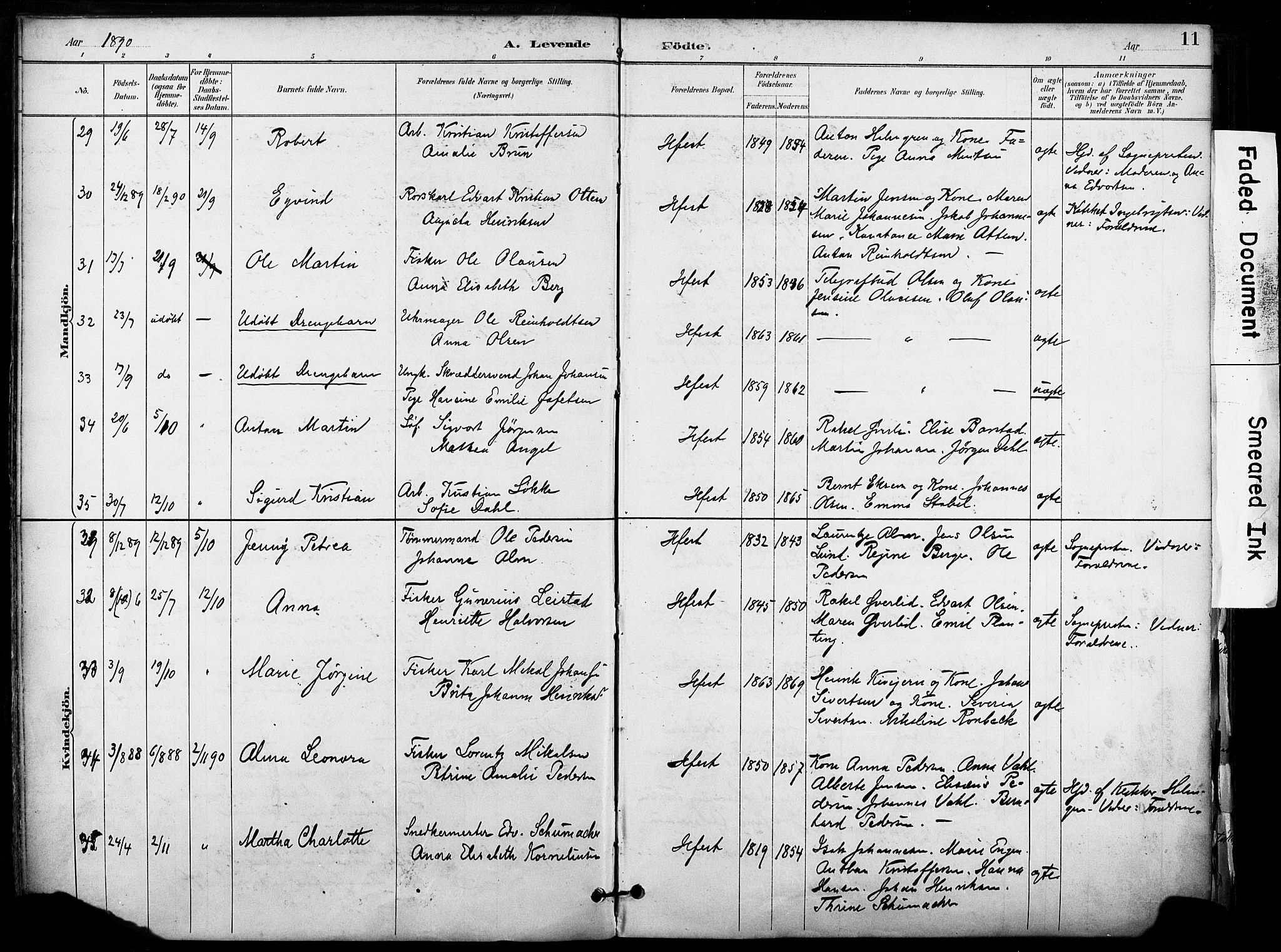 Hammerfest sokneprestkontor, AV/SATØ-S-1347/H/Ha/L0009.kirke: Parish register (official) no. 9, 1889-1897, p. 11