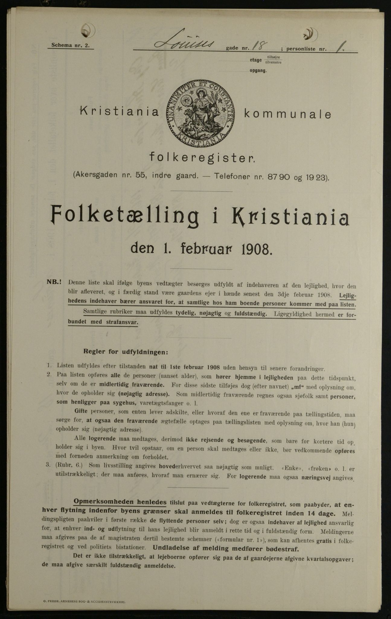 OBA, Municipal Census 1908 for Kristiania, 1908, p. 52289