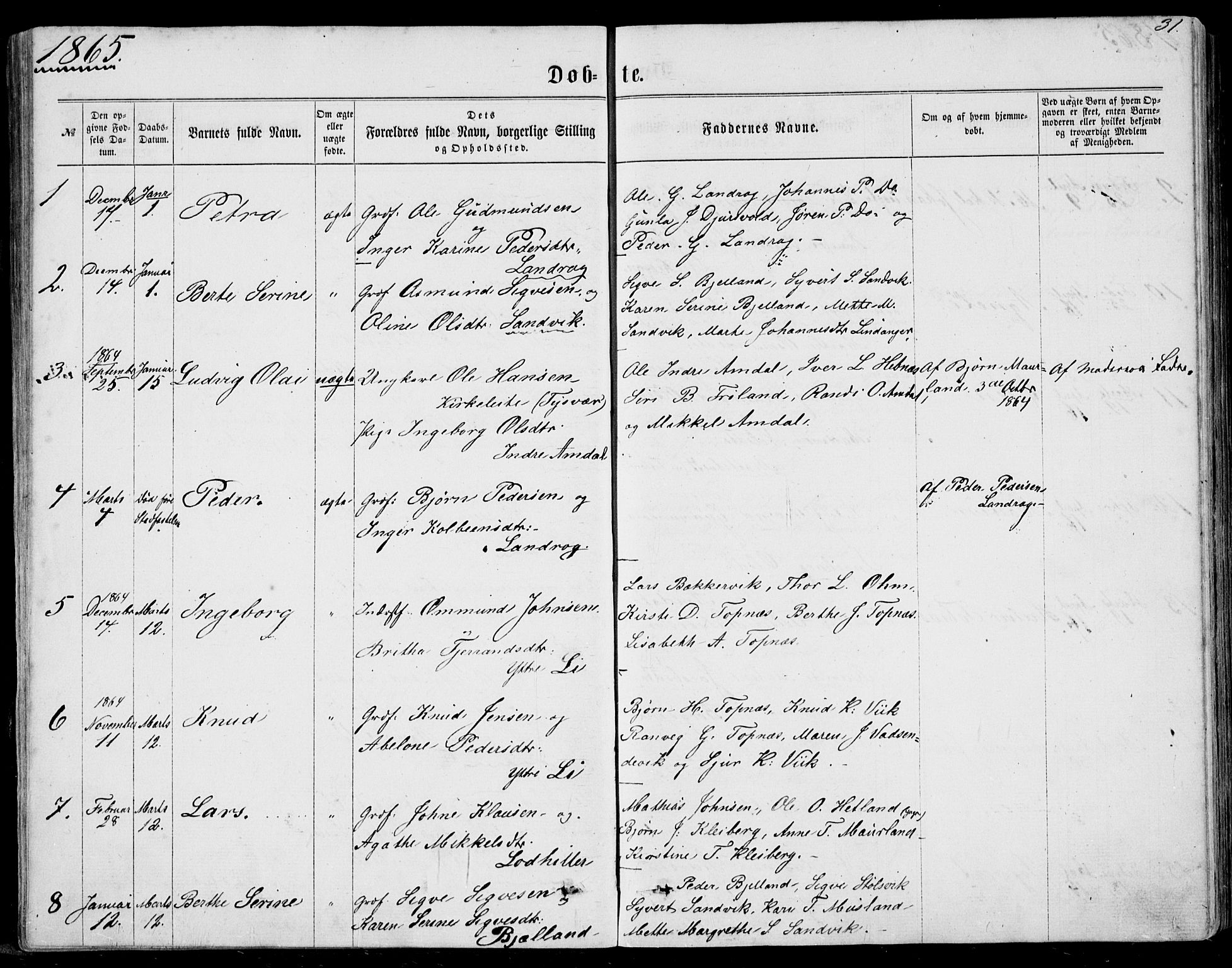 Nedstrand sokneprestkontor, SAST/A-101841/01/IV: Parish register (official) no. A 9, 1861-1876, p. 31