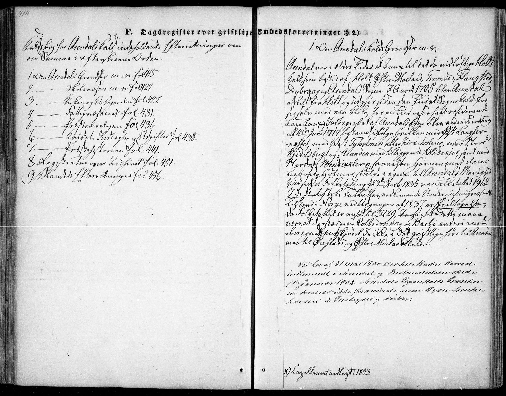 Arendal sokneprestkontor, Trefoldighet, SAK/1111-0040/F/Fa/L0005: Parish register (official) no. A 5, 1838-1854, p. 414