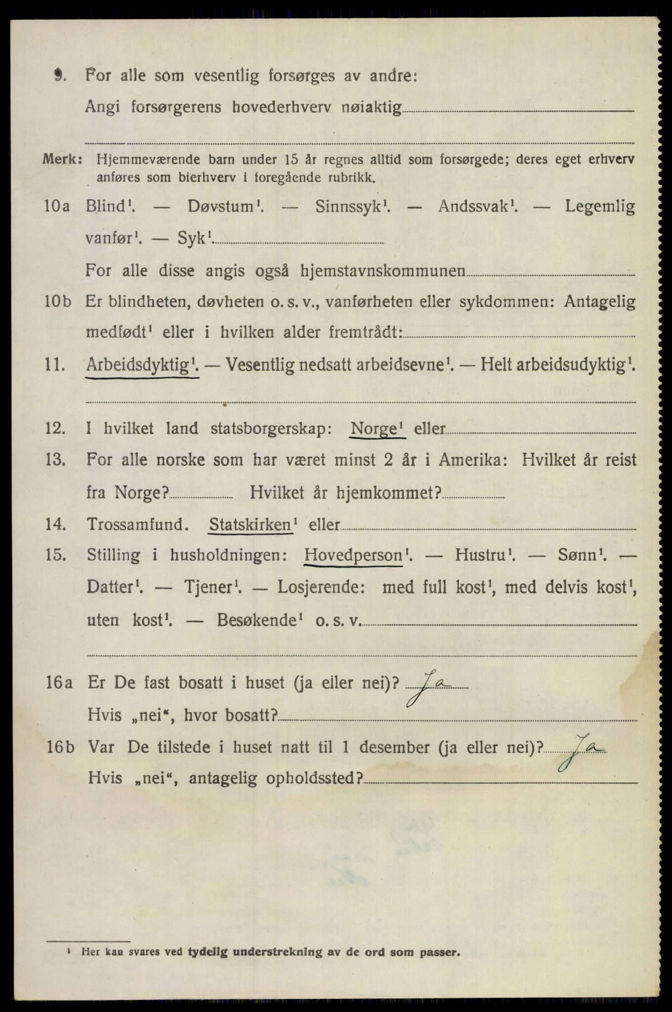 SAKO, 1920 census for Lunde, 1920, p. 3000