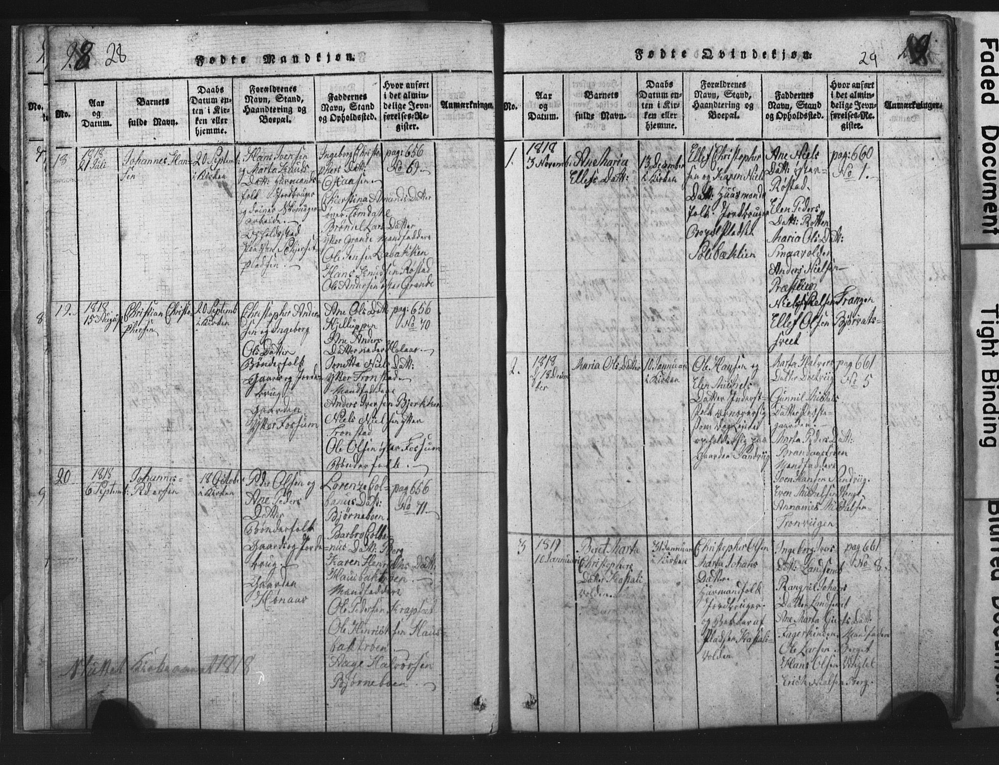 Ministerialprotokoller, klokkerbøker og fødselsregistre - Nord-Trøndelag, SAT/A-1458/701/L0017: Parish register (copy) no. 701C01, 1817-1825, p. 28-29