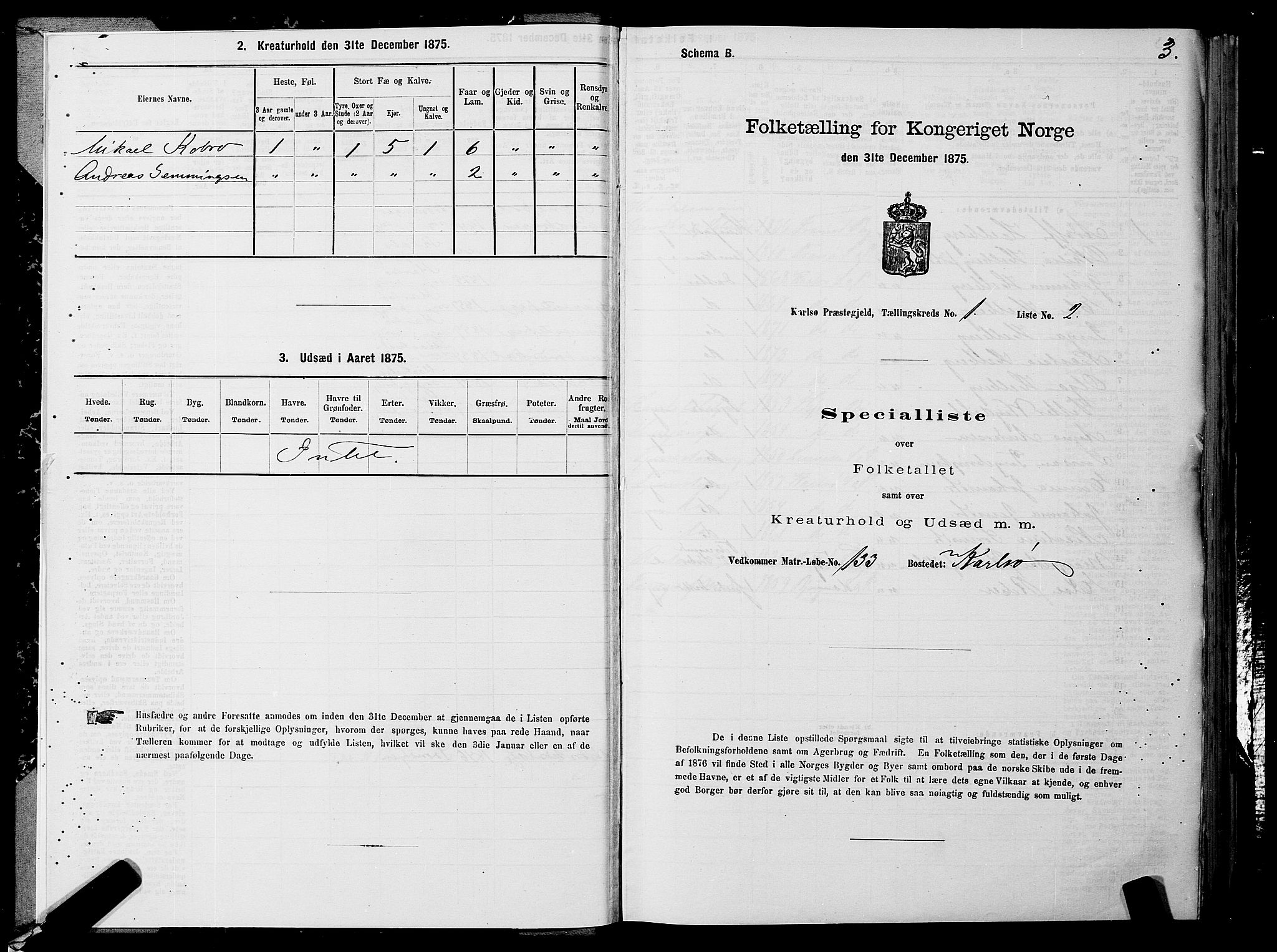 SATØ, 1875 census for 1936P Karlsøy, 1875, p. 1003