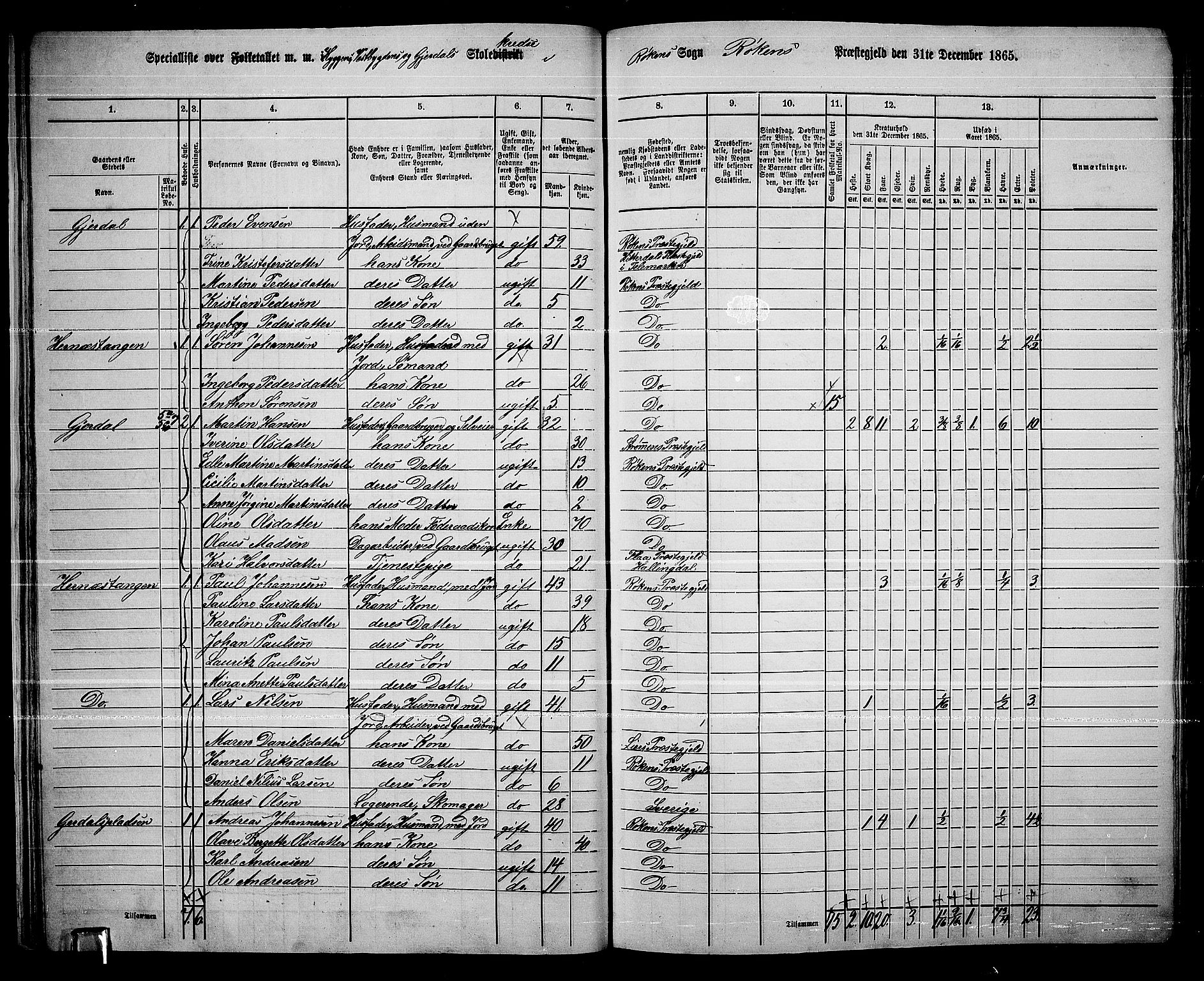 RA, 1865 census for Røyken, 1865, p. 33