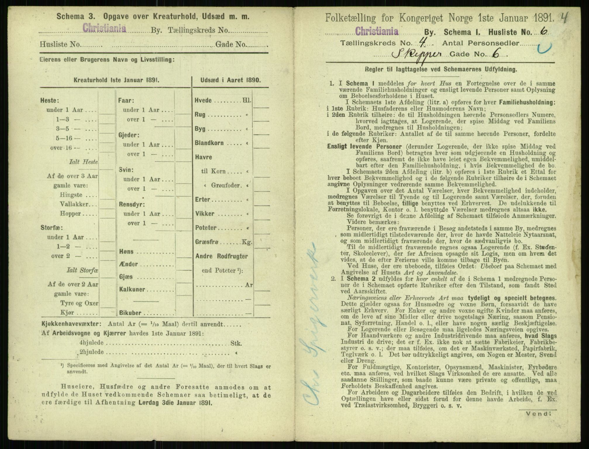 RA, 1891 census for 0301 Kristiania, 1891, p. 2068