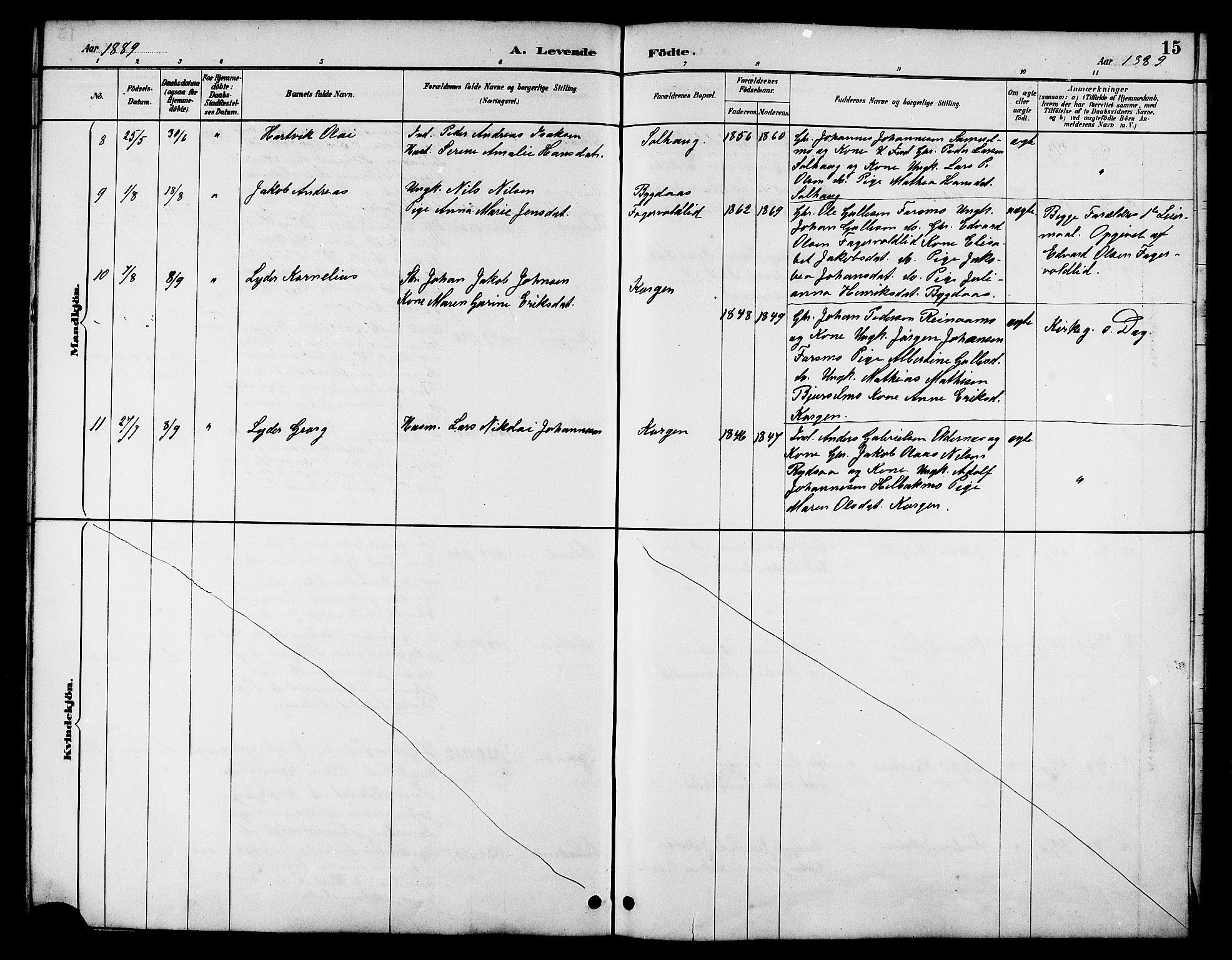 Ministerialprotokoller, klokkerbøker og fødselsregistre - Nordland, AV/SAT-A-1459/826/L0383: Parish register (copy) no. 826C03, 1887-1896, p. 15