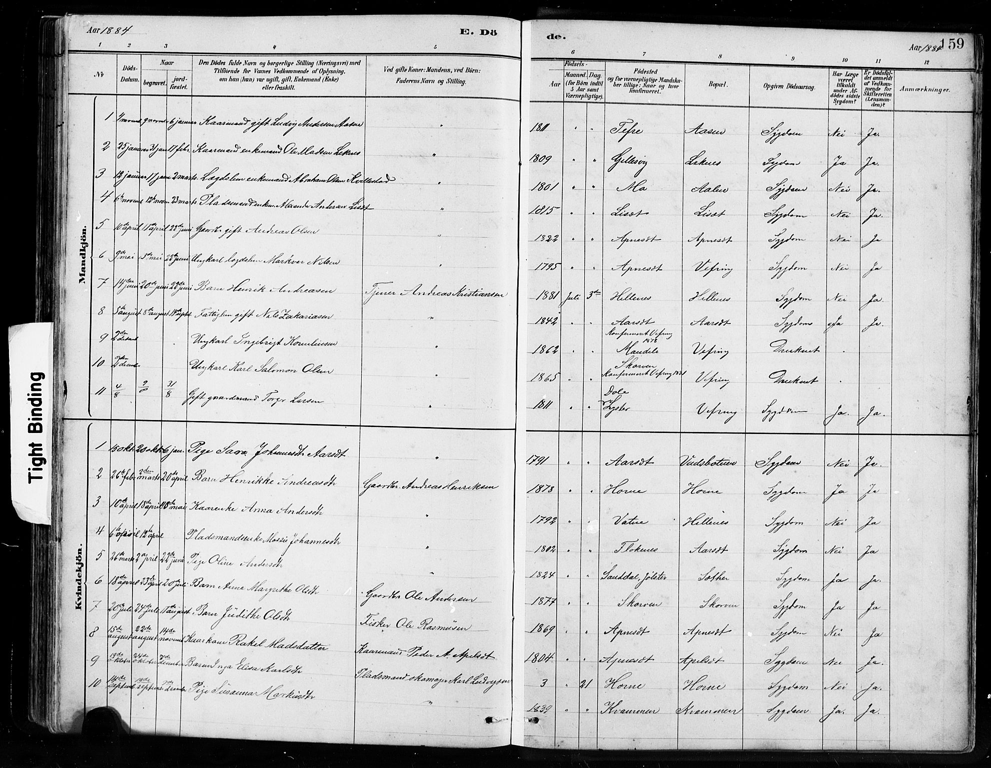 Førde sokneprestembete, SAB/A-79901/H/Hab/Habe/L0001: Parish register (copy) no. E 1, 1881-1920, p. 159