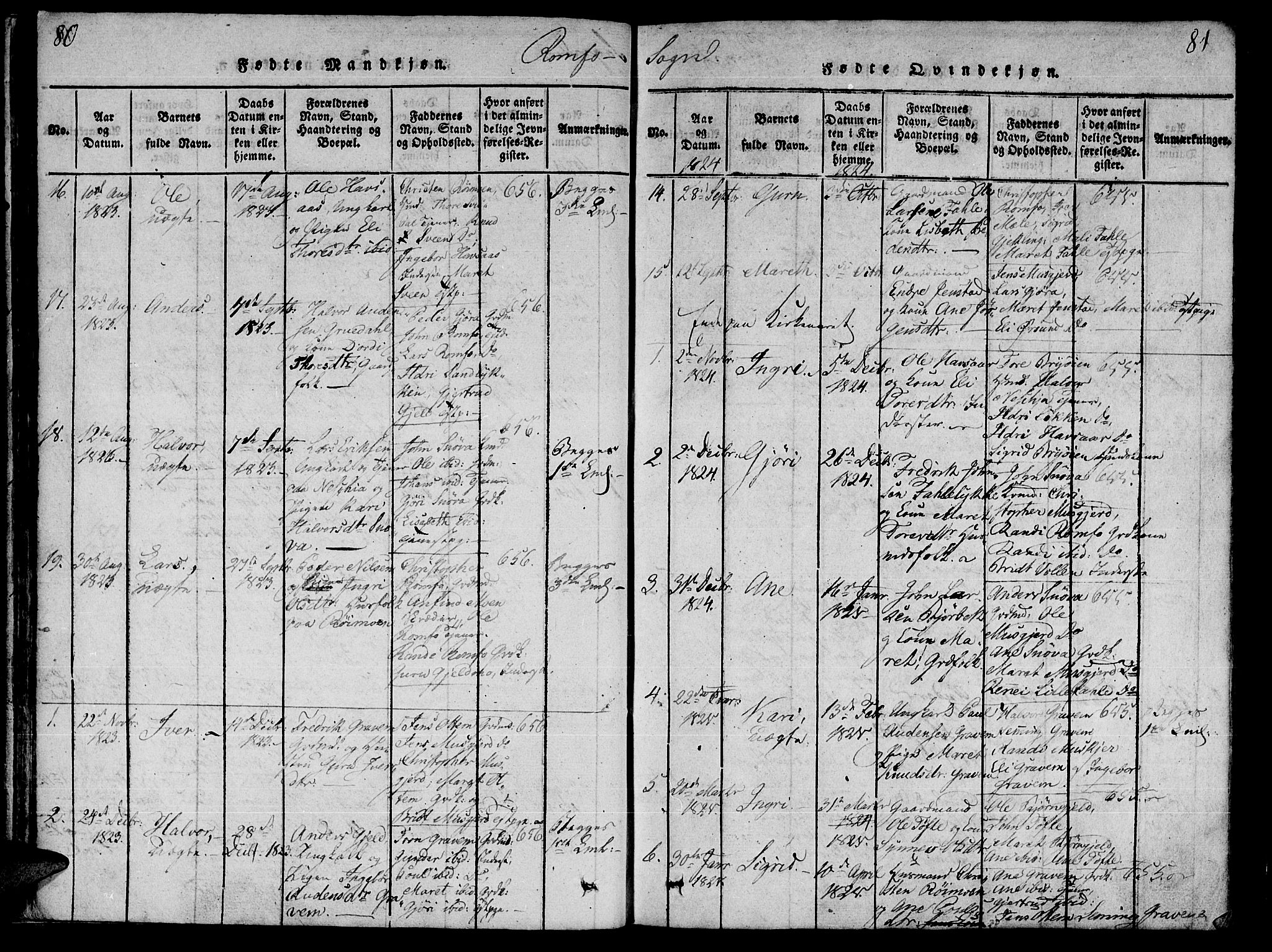 Ministerialprotokoller, klokkerbøker og fødselsregistre - Møre og Romsdal, SAT/A-1454/590/L1010: Parish register (official) no. 590A03 /2, 1820-1832, p. 80-81