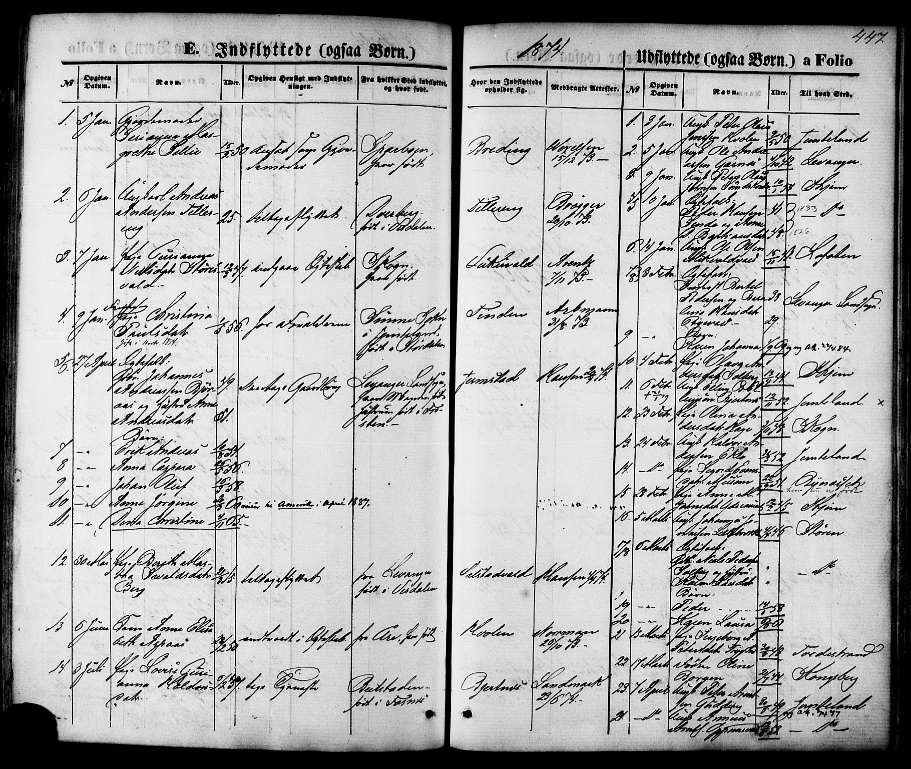 Ministerialprotokoller, klokkerbøker og fødselsregistre - Nord-Trøndelag, AV/SAT-A-1458/723/L0242: Parish register (official) no. 723A11, 1870-1880, p. 447