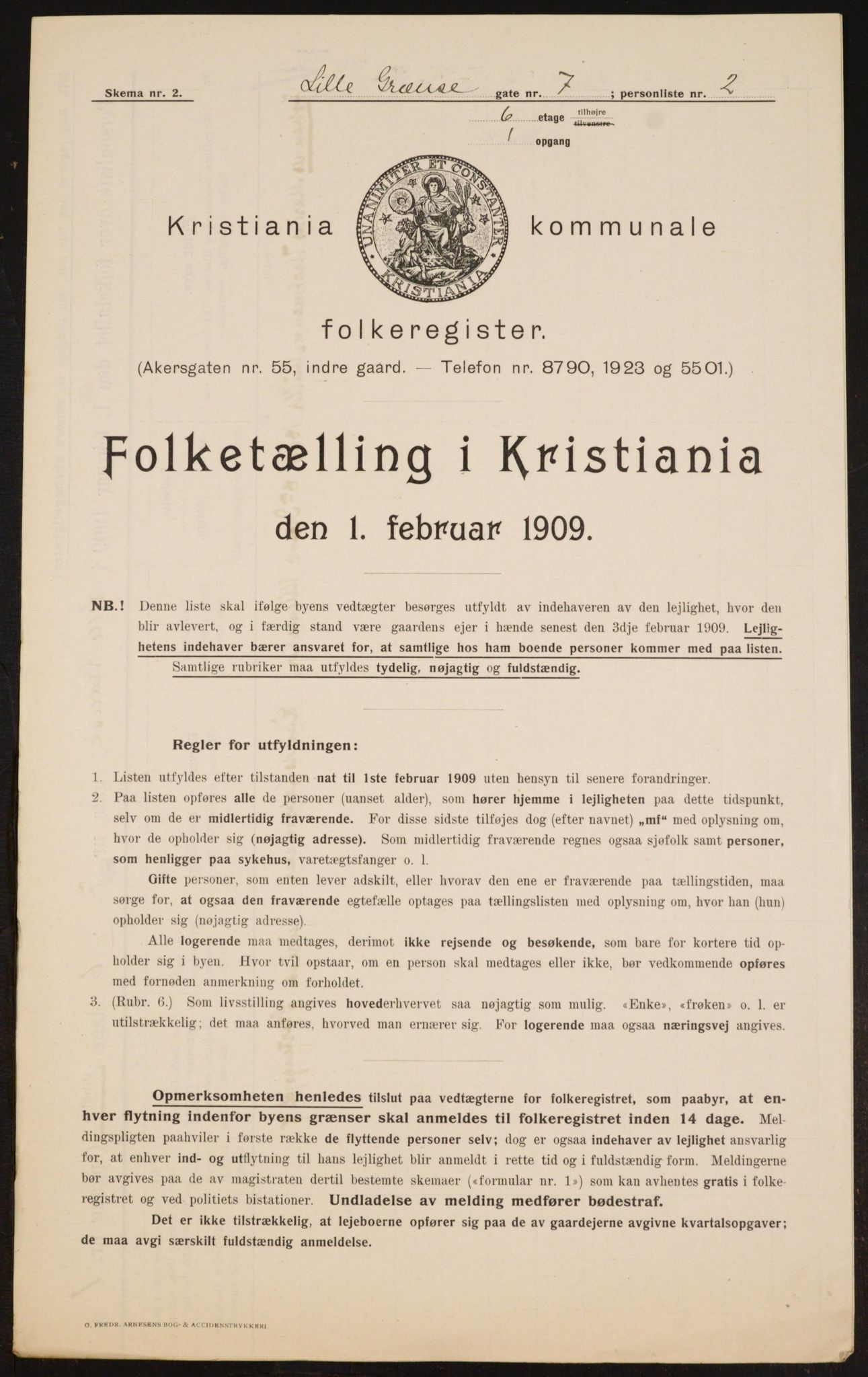 OBA, Municipal Census 1909 for Kristiania, 1909, p. 52524