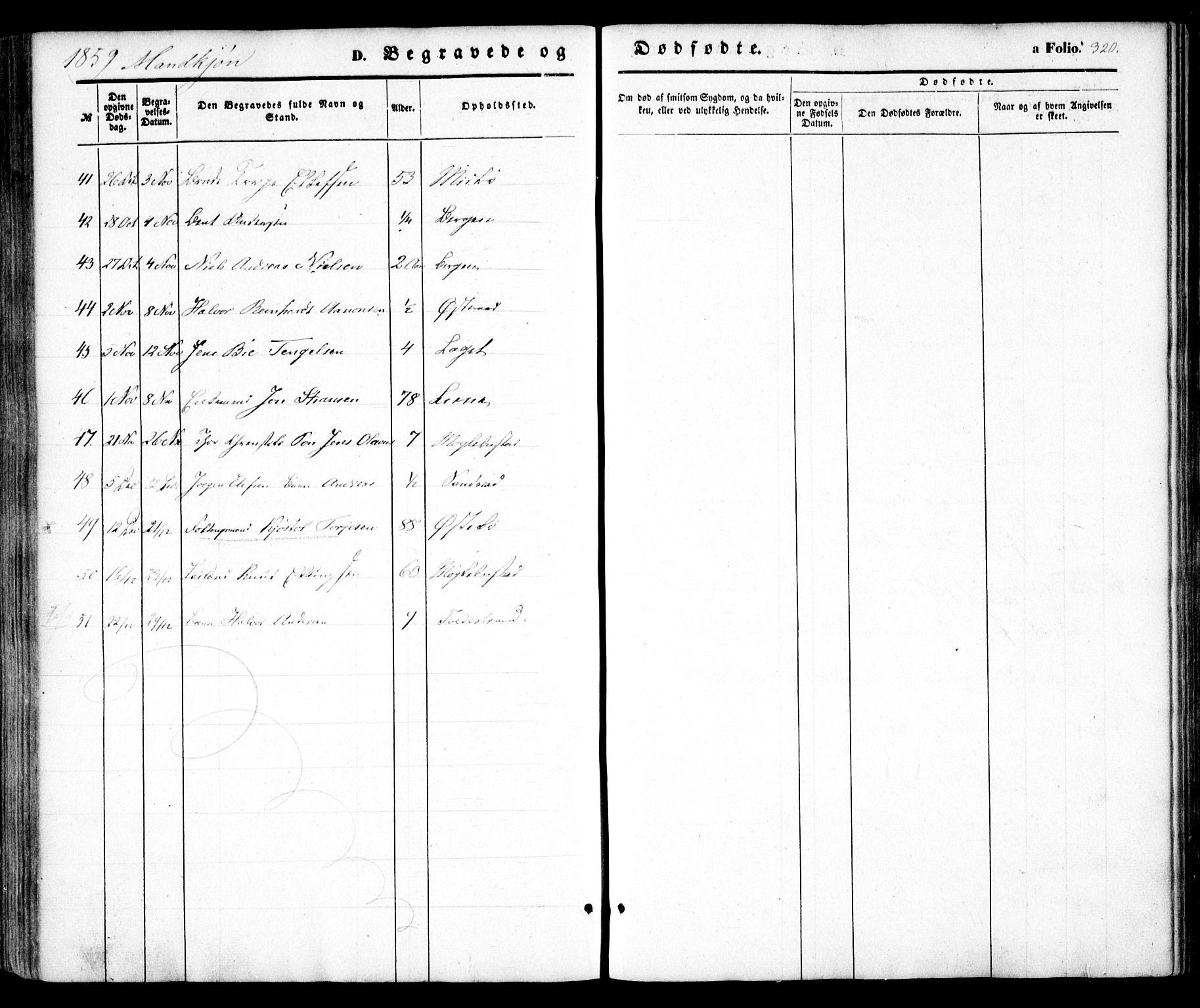 Holt sokneprestkontor, AV/SAK-1111-0021/F/Fa/L0008: Parish register (official) no. A 8, 1849-1860, p. 320