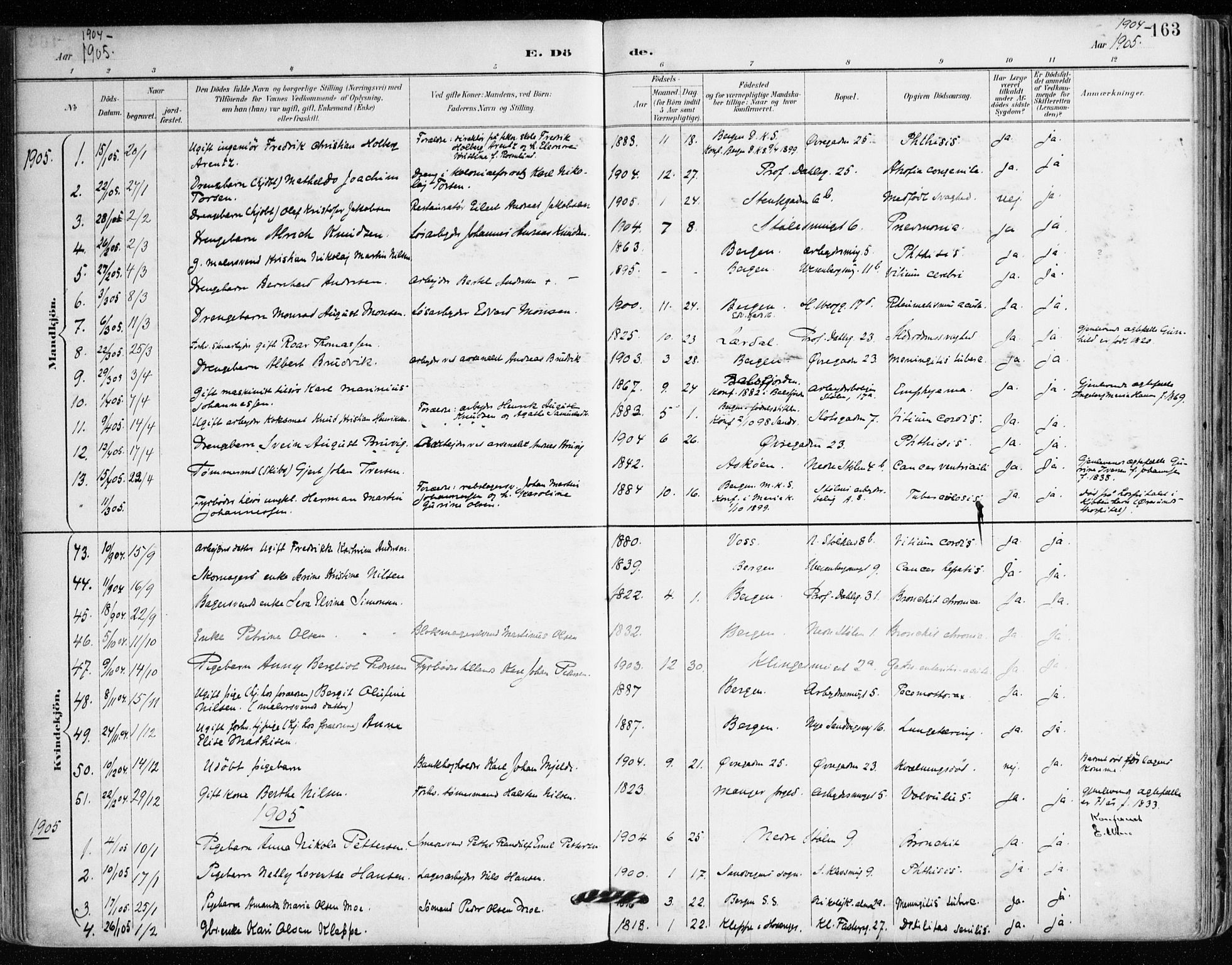 Mariakirken Sokneprestembete, SAB/A-76901/H/Haa/L0008: Parish register (official) no. A 8, 1893-1942, p. 163