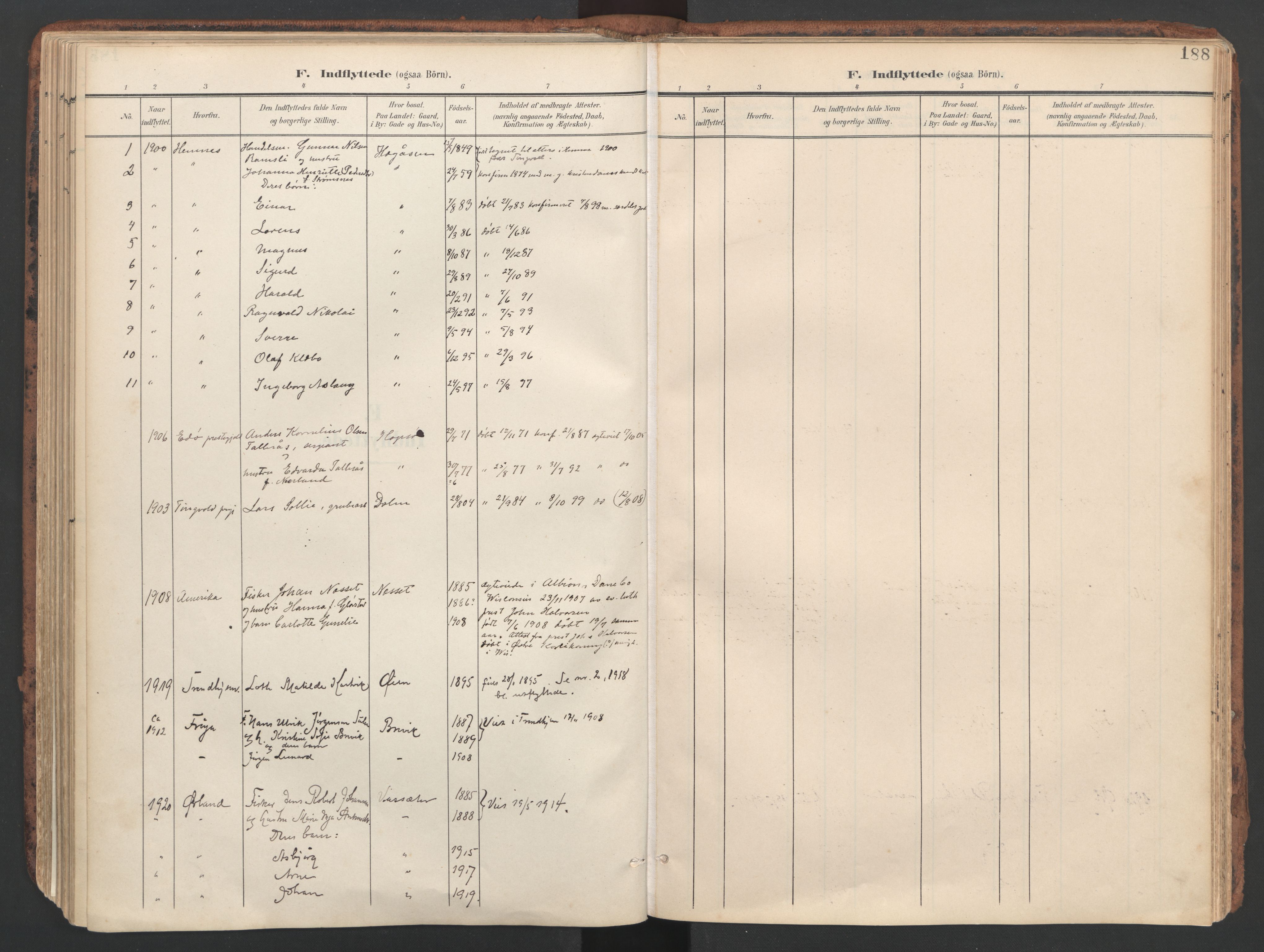 Ministerialprotokoller, klokkerbøker og fødselsregistre - Sør-Trøndelag, SAT/A-1456/634/L0537: Parish register (official) no. 634A13, 1896-1922, p. 188