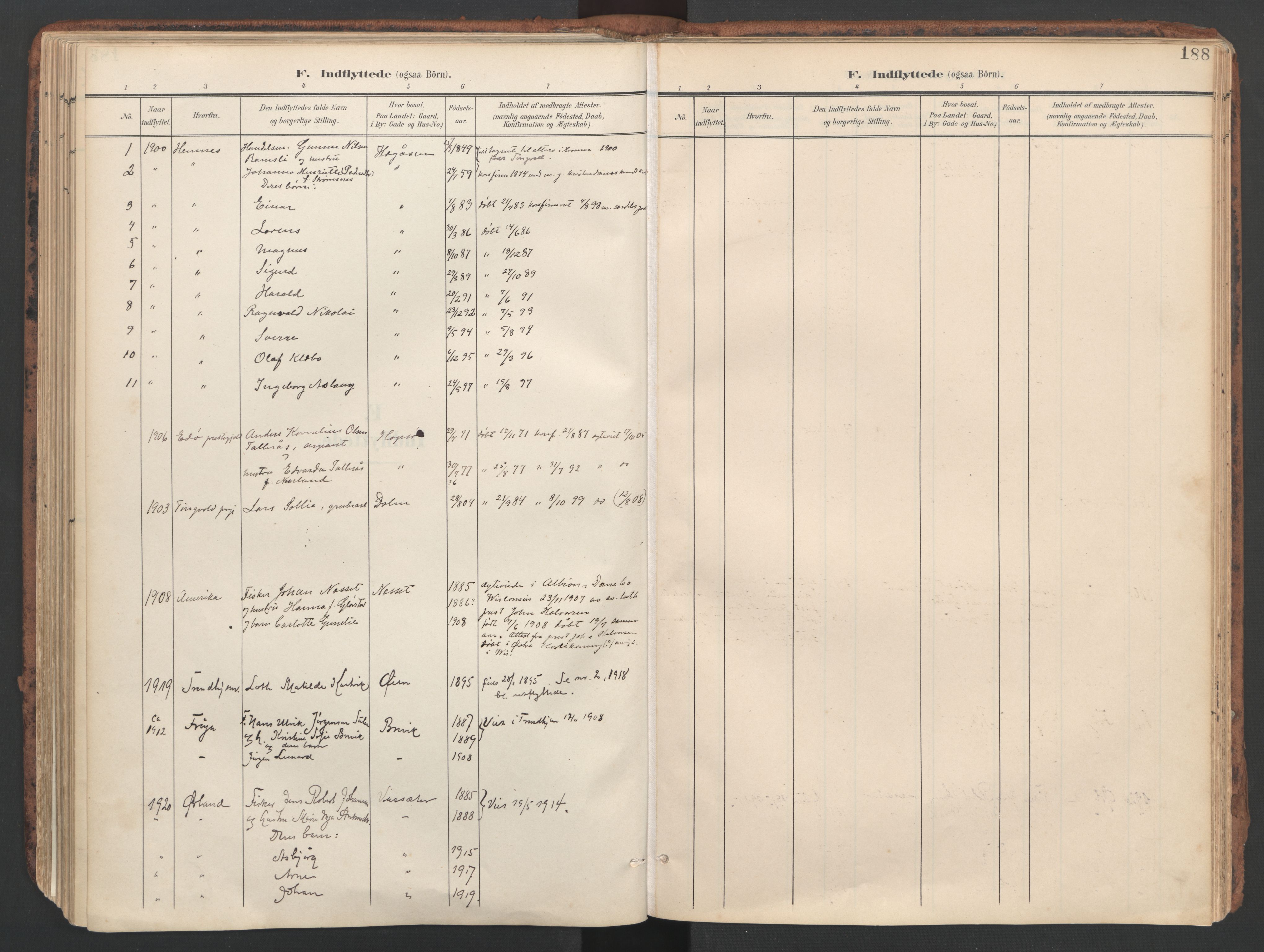 Ministerialprotokoller, klokkerbøker og fødselsregistre - Sør-Trøndelag, AV/SAT-A-1456/634/L0537: Parish register (official) no. 634A13, 1896-1922, p. 188