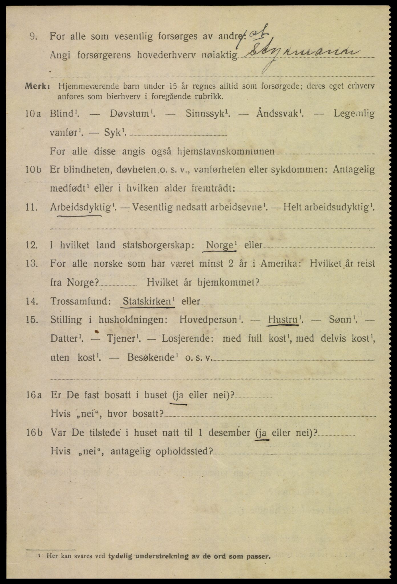 SAK, 1920 census for Tvedestrand, 1920, p. 2136