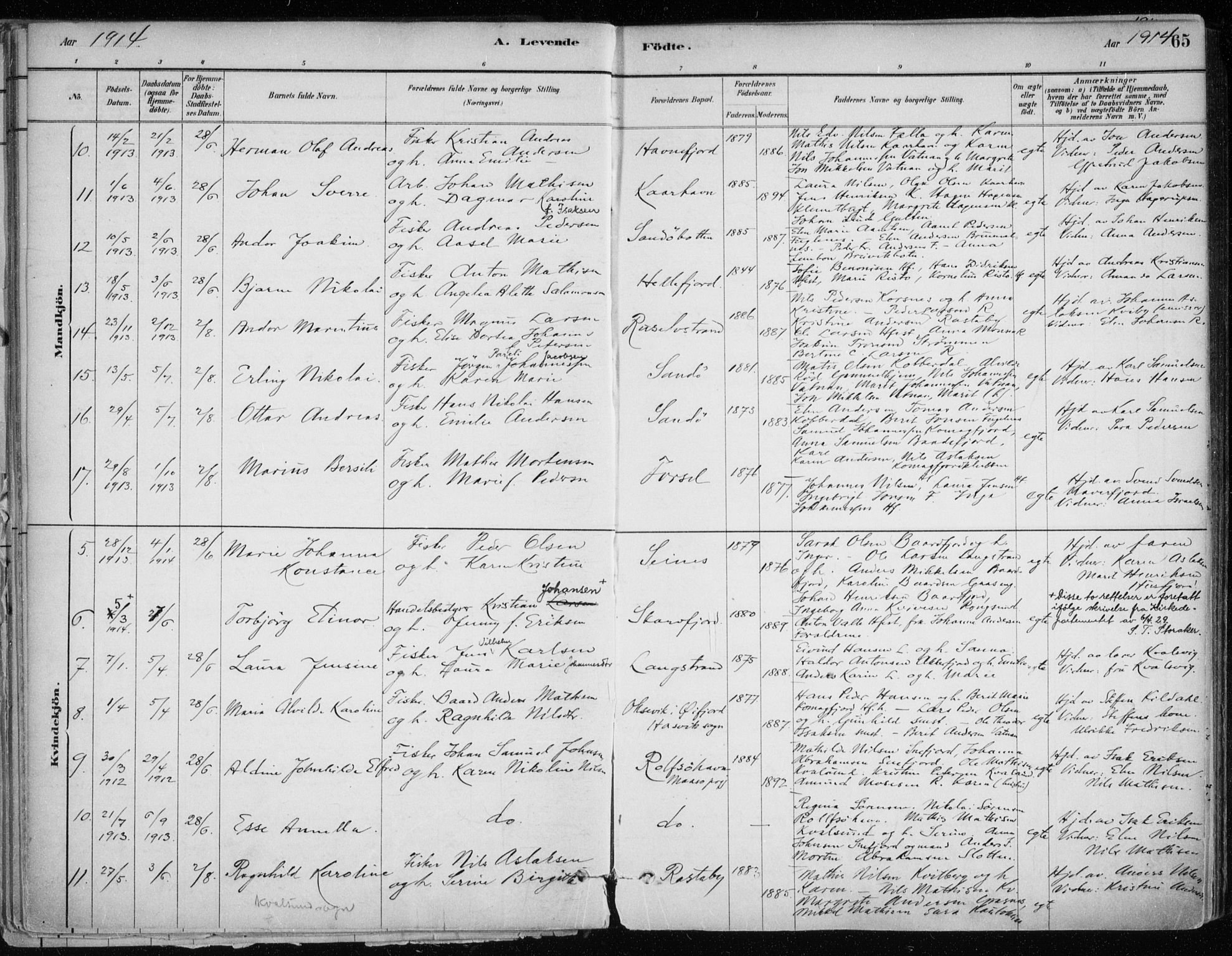 Hammerfest sokneprestkontor, SATØ/S-1347/H/Ha/L0013.kirke: Parish register (official) no. 13, 1898-1917, p. 65