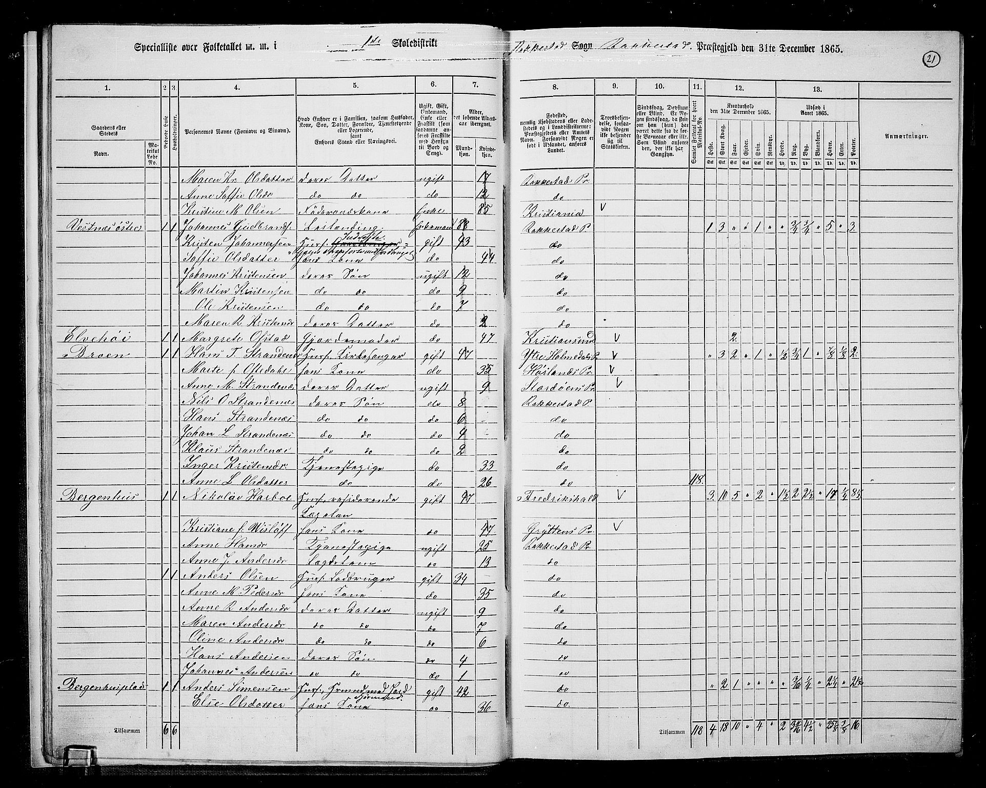 RA, 1865 census for Rakkestad, 1865, p. 22