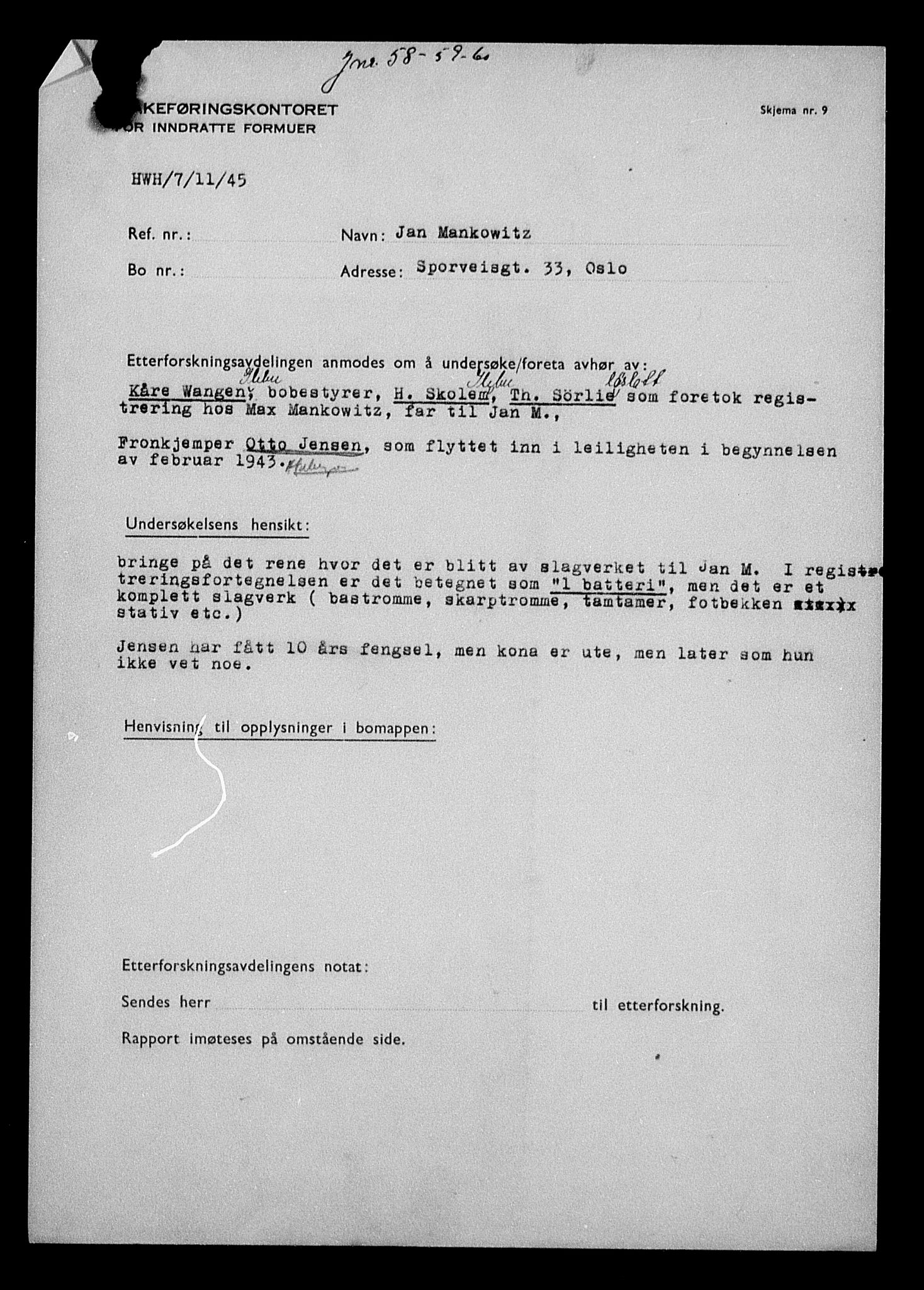 Justisdepartementet, Tilbakeføringskontoret for inndratte formuer, AV/RA-S-1564/H/Hc/Hcc/L0961: --, 1945-1947, p. 475