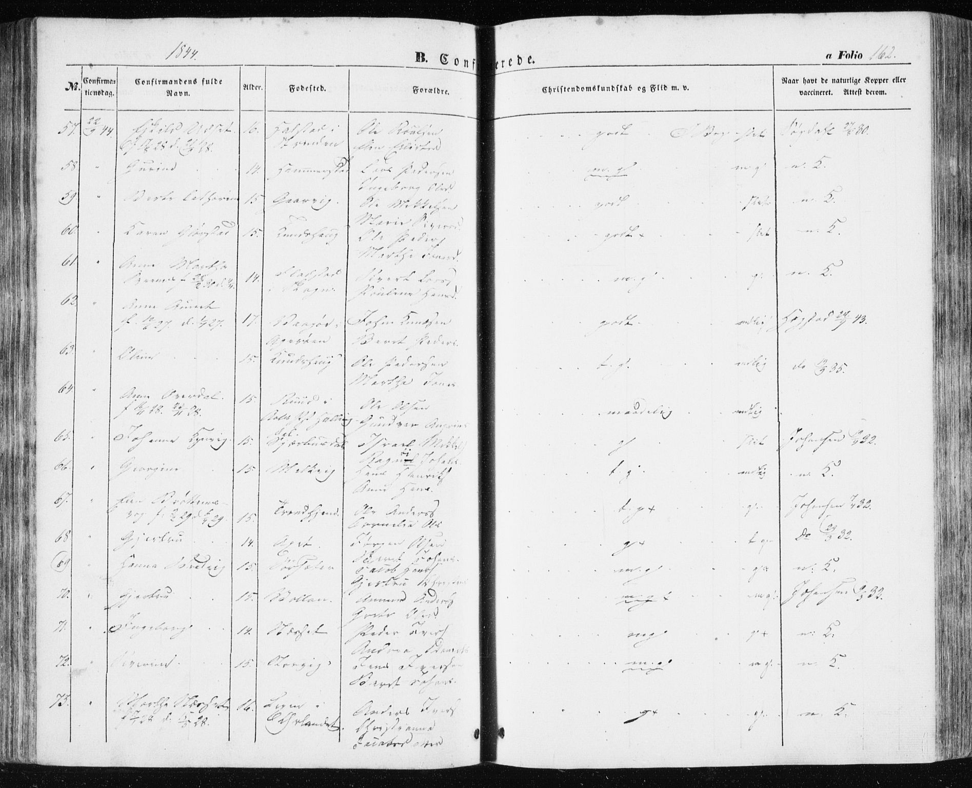 Ministerialprotokoller, klokkerbøker og fødselsregistre - Sør-Trøndelag, AV/SAT-A-1456/634/L0529: Parish register (official) no. 634A05, 1843-1851, p. 162