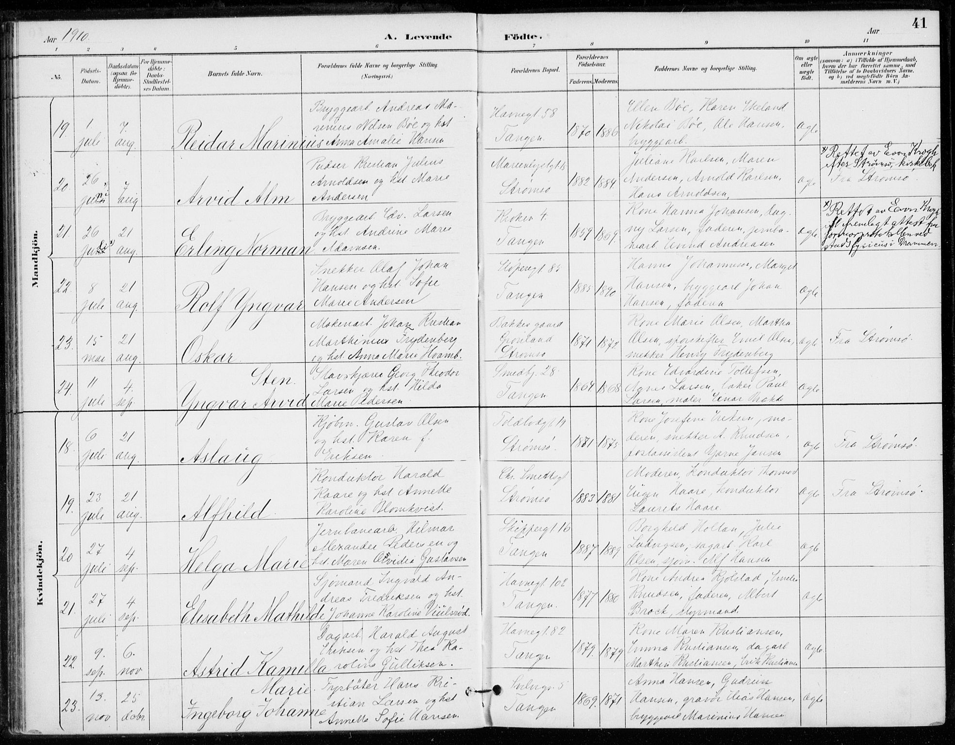 Strømsø kirkebøker, AV/SAKO-A-246/F/Fb/L0007: Parish register (official) no. II 7, 1887-1928, p. 41