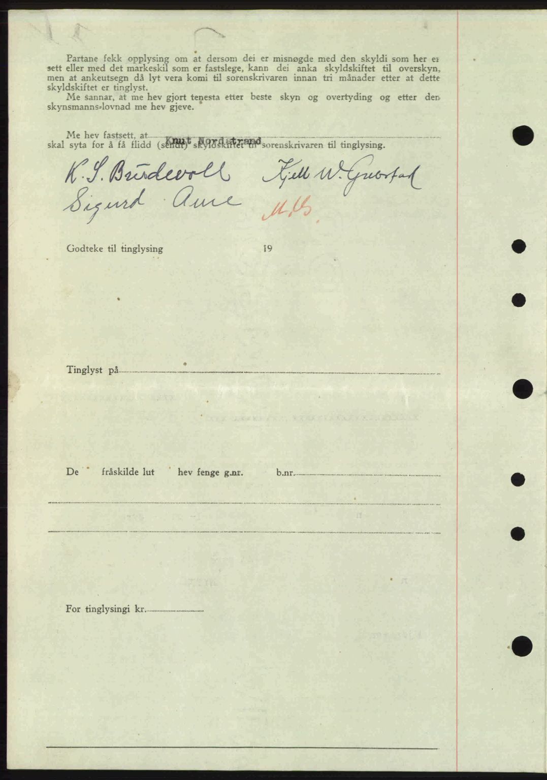 Nordre Sunnmøre sorenskriveri, AV/SAT-A-0006/1/2/2C/2Ca: Mortgage book no. A24, 1947-1947, Diary no: : 395/1947