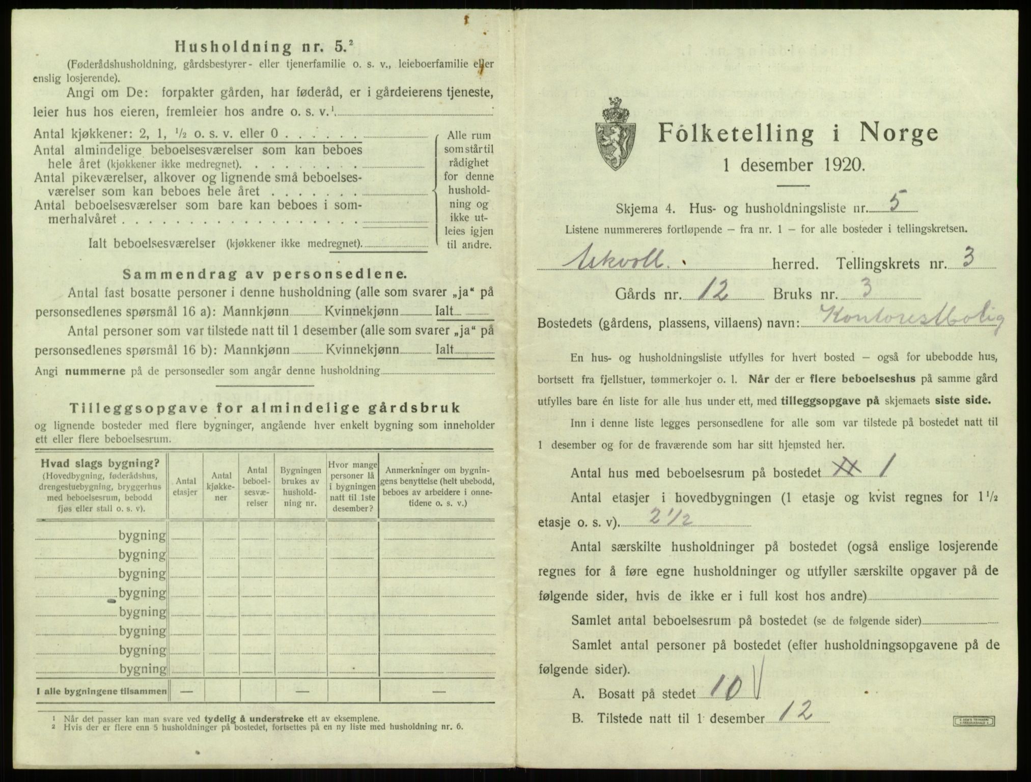 SAB, 1920 census for Askvoll, 1920, p. 205