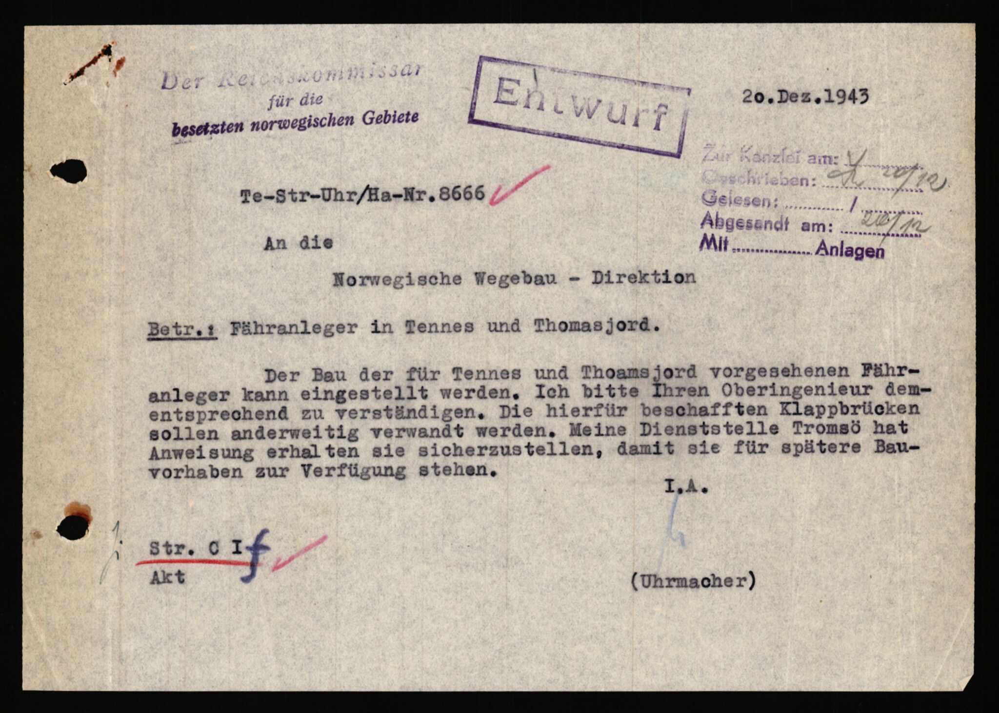 Tyske arkiver, Organisation Todt (OT), Einsatzgruppe Wiking, AV/RA-RAFA-2188/1/E/E2/E2d/L0023: Fähren und Anlegen, 1942-1944, p. 115