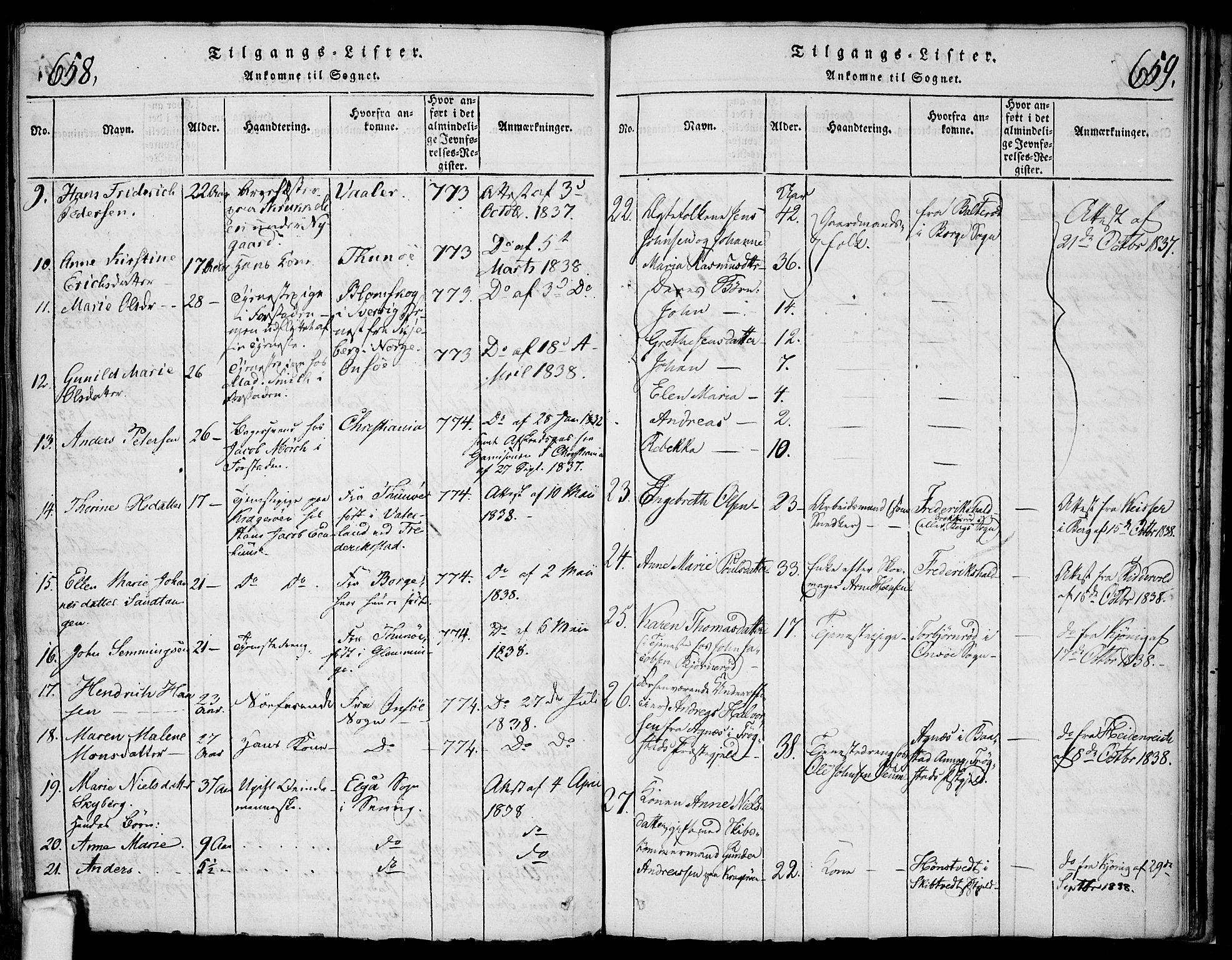 Glemmen prestekontor Kirkebøker, AV/SAO-A-10908/F/Fa/L0004: Parish register (official) no. 4, 1816-1838, p. 658-659