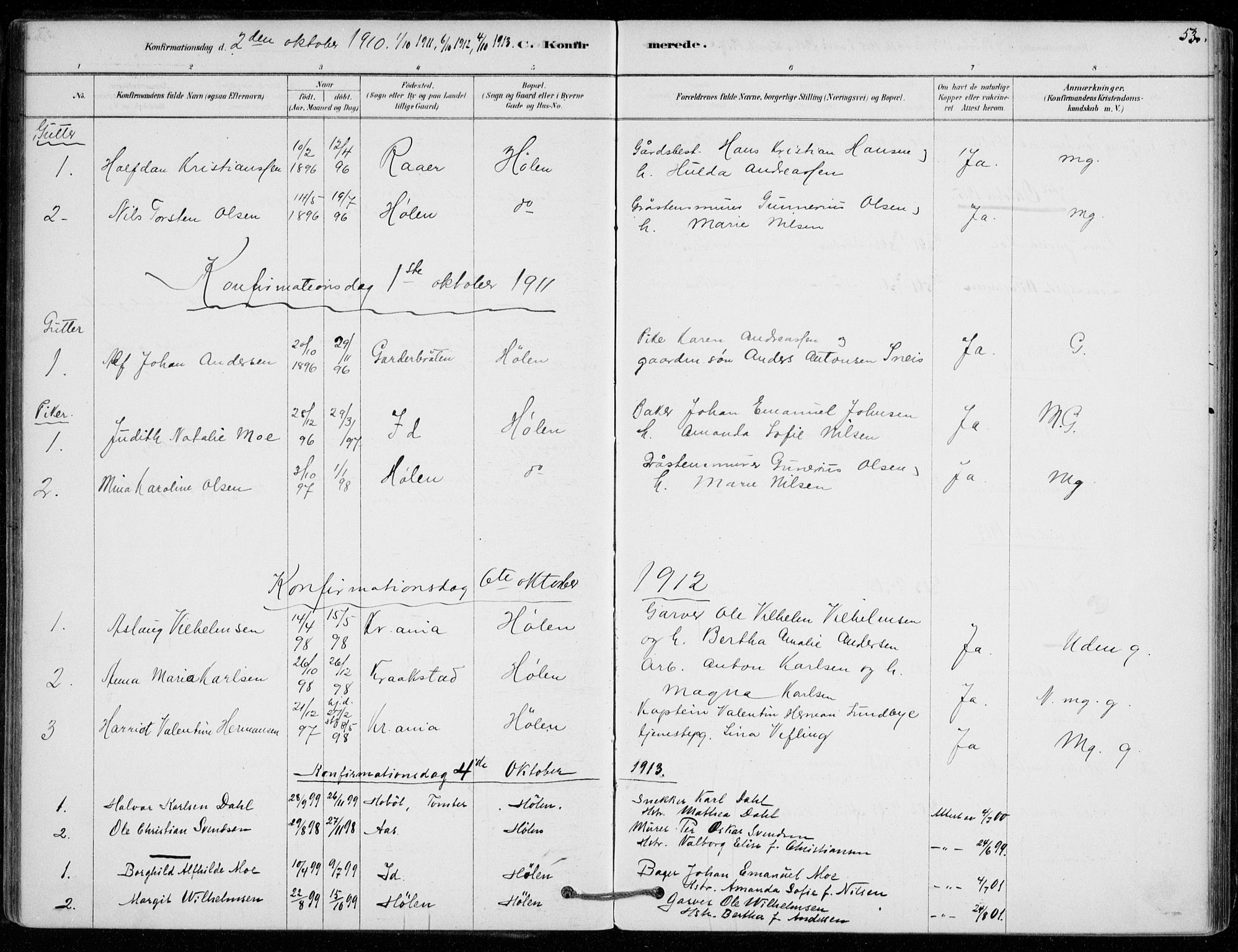 Vestby prestekontor Kirkebøker, SAO/A-10893/F/Fe/L0001: Parish register (official) no. V 1, 1878-1931, p. 53