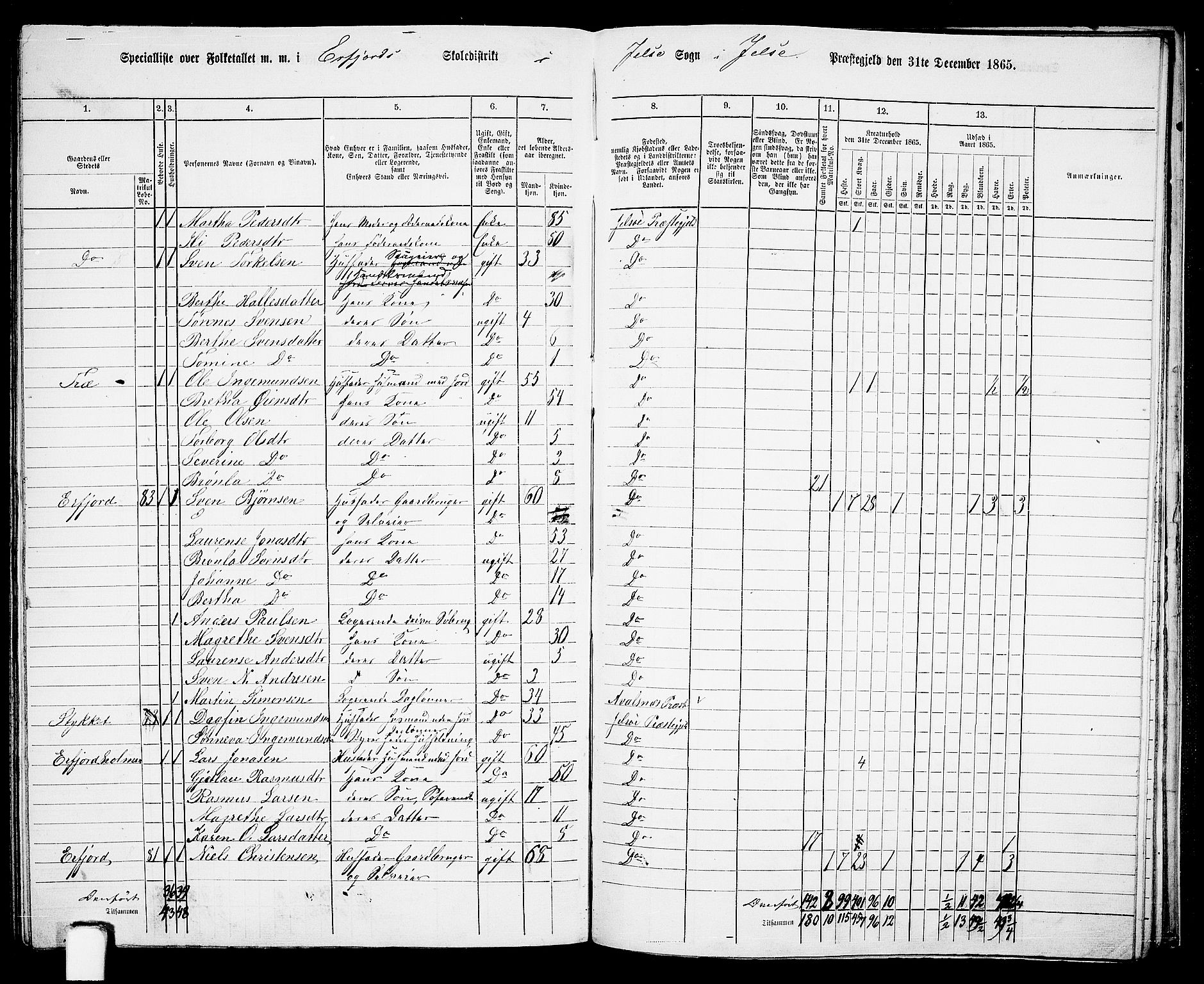 RA, 1865 census for Jelsa, 1865, p. 102