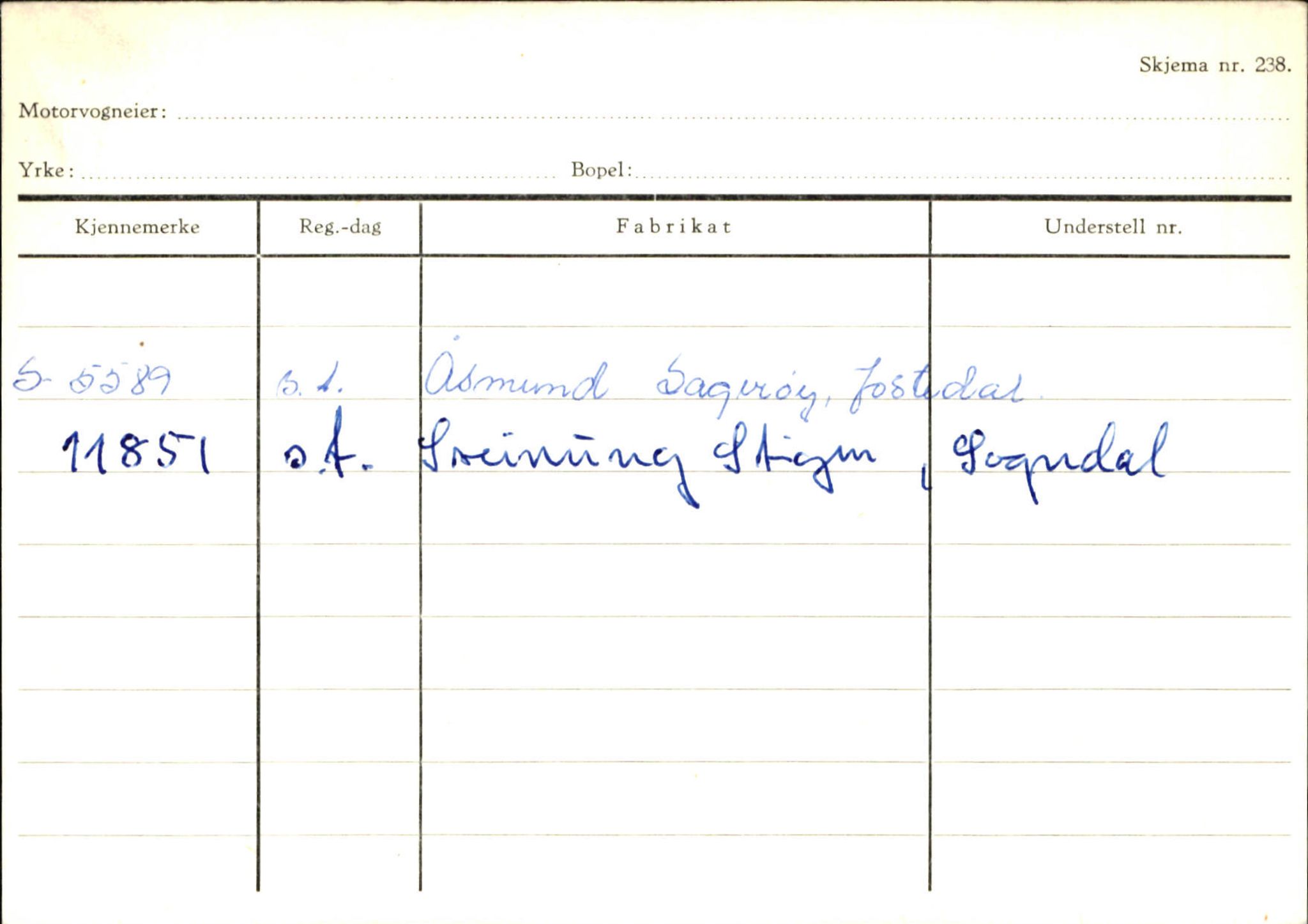 Statens vegvesen, Sogn og Fjordane vegkontor, AV/SAB-A-5301/4/F/L0125: Eigarregister Sogndal V-Å. Aurland A-Å. Fjaler A-N, 1945-1975, p. 41