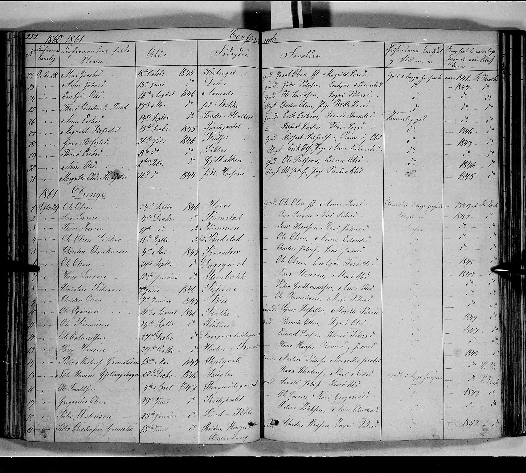 Lom prestekontor, SAH/PREST-070/L/L0004: Parish register (copy) no. 4, 1845-1864, p. 252-253