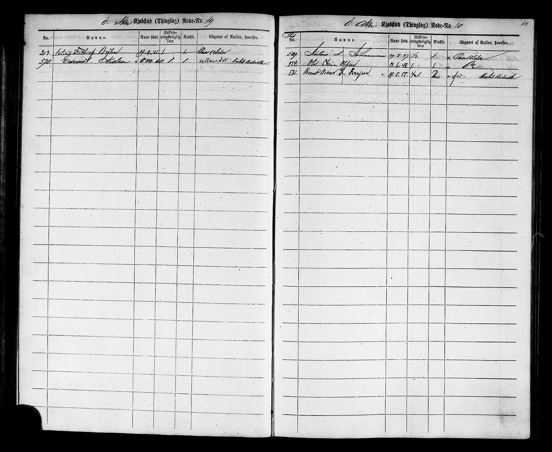 Oslo mønstringskontor, AV/SAO-A-10569g/F/Fc/Fcc/L0001: Utskrivningsregisterrulle, 1860-1890, p. 67