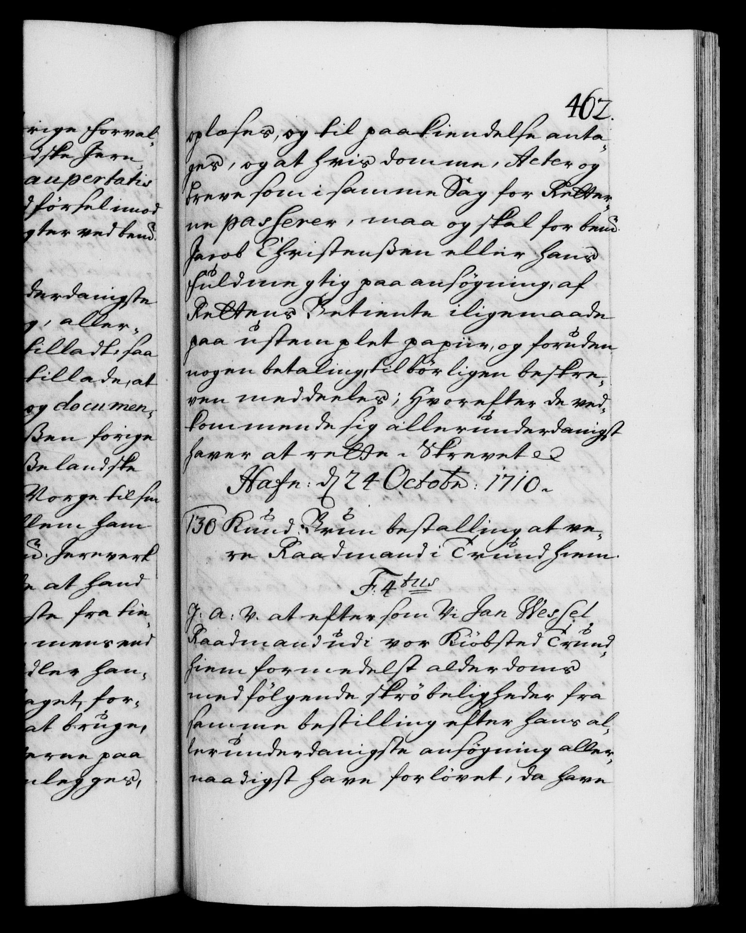 Danske Kanselli 1572-1799, AV/RA-EA-3023/F/Fc/Fca/Fcaa/L0020: Norske registre, 1708-1711, p. 462a