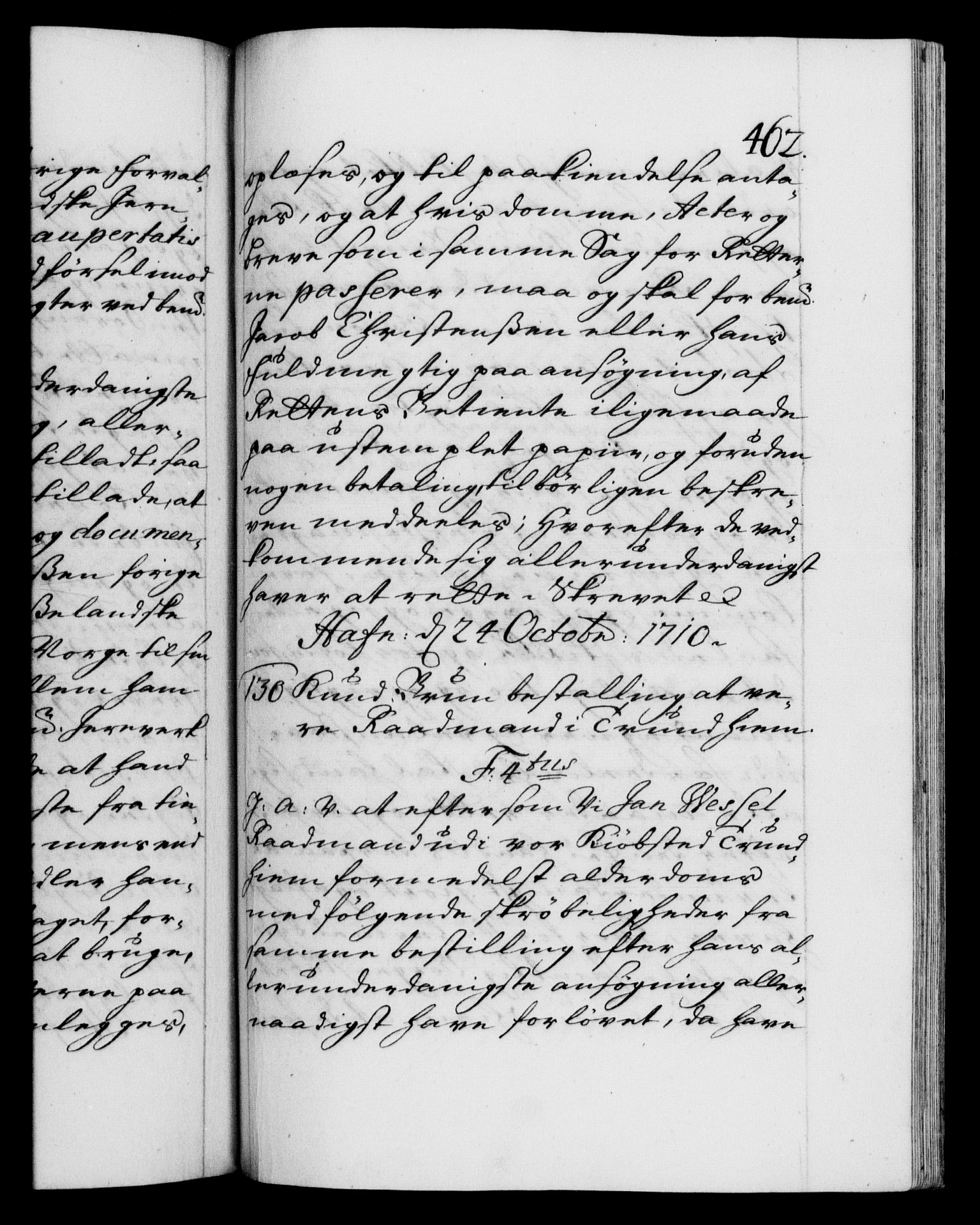 Danske Kanselli 1572-1799, RA/EA-3023/F/Fc/Fca/Fcaa/L0020: Norske registre, 1708-1711, p. 462a