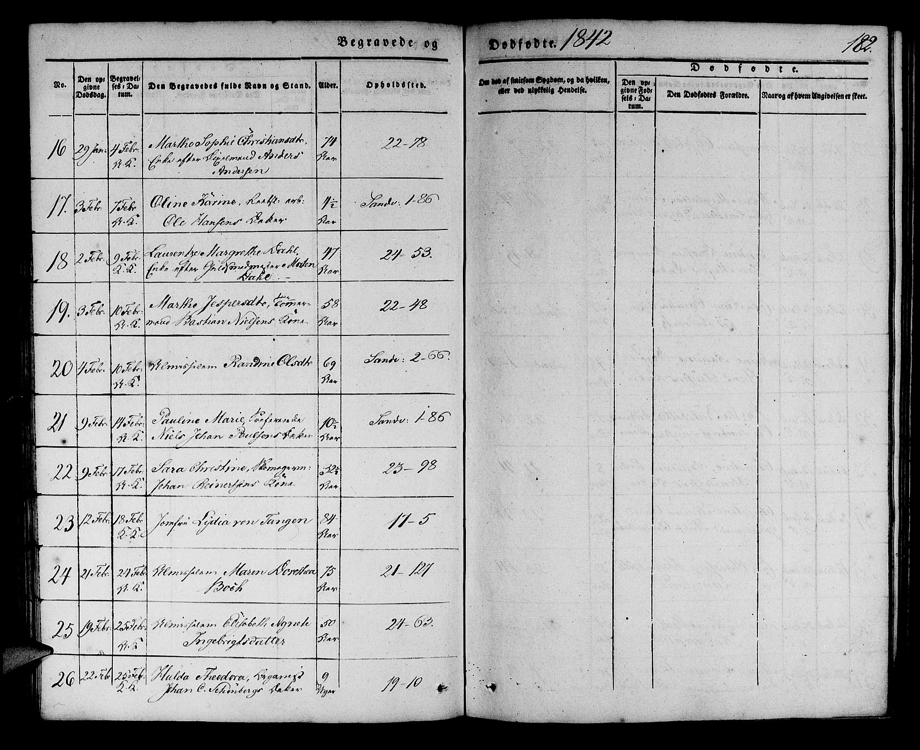 Korskirken sokneprestembete, AV/SAB-A-76101/H/Haa/L0043: Parish register (official) no. E 1, 1834-1848, p. 182