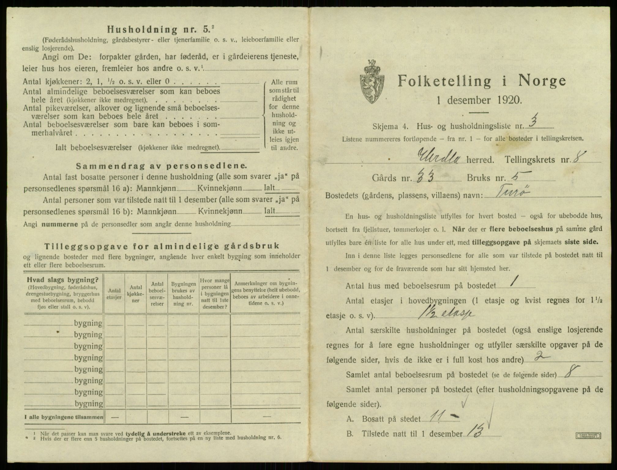 SAB, 1920 census for Herdla, 1920, p. 715