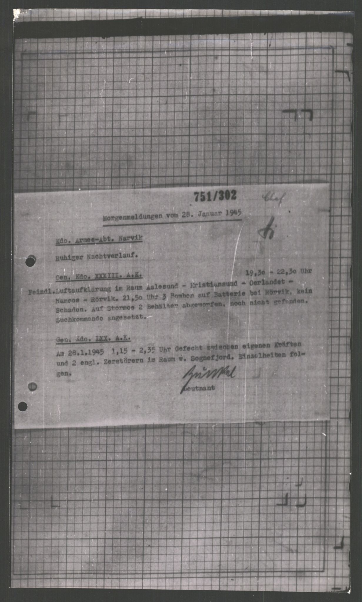 Forsvarets Overkommando. 2 kontor. Arkiv 11.4. Spredte tyske arkivsaker, AV/RA-RAFA-7031/D/Dar/Dara/L0002: Krigsdagbøker for 20. Gebirgs-Armee-Oberkommando (AOK 20), 1945, p. 332