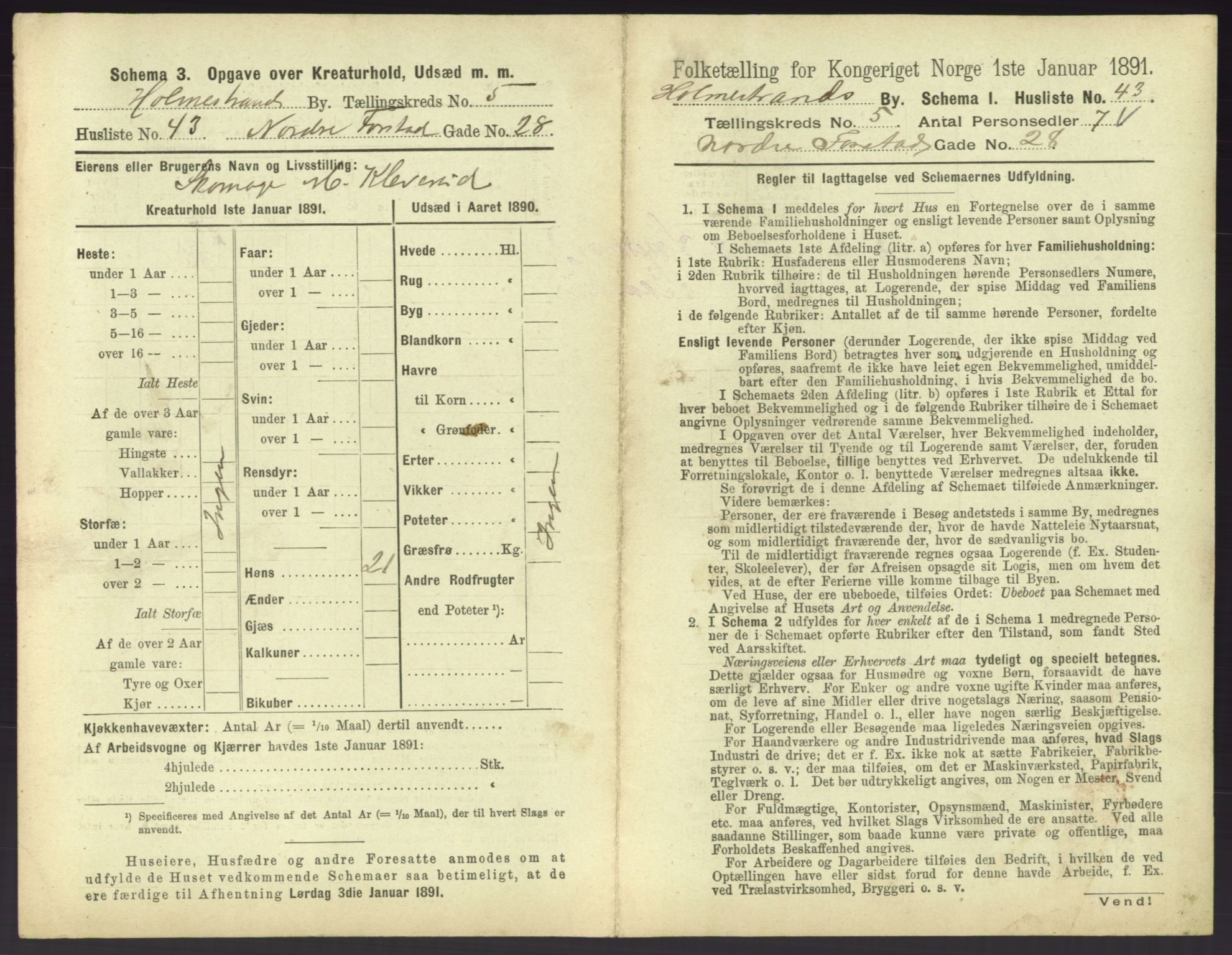 RA, 1891 census for 0702 Holmestrand, 1891, p. 478