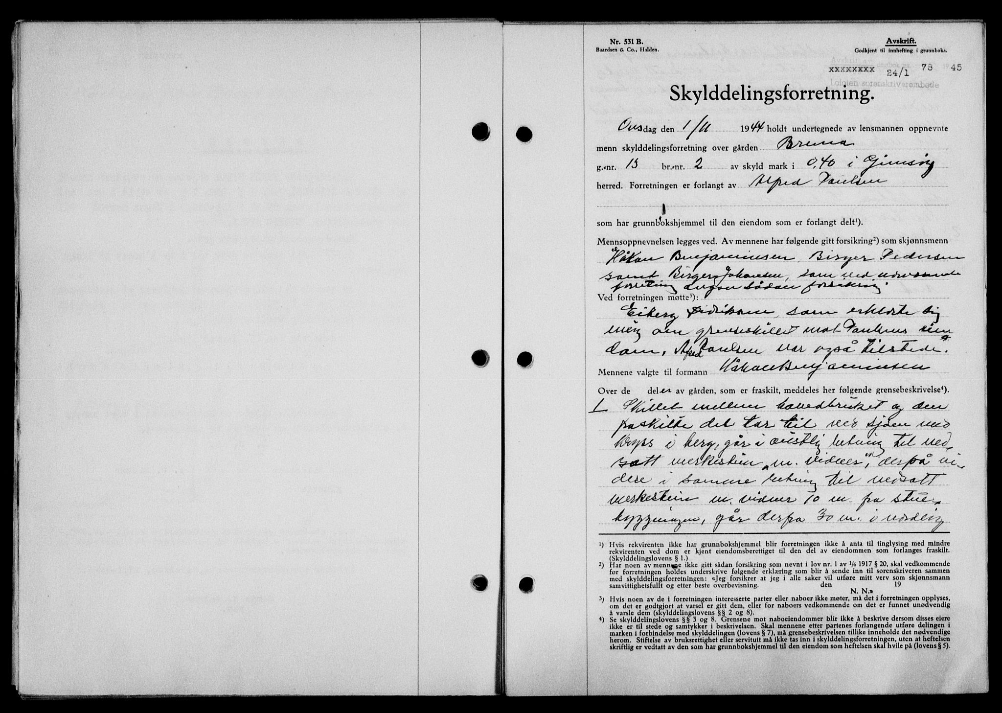 Lofoten sorenskriveri, SAT/A-0017/1/2/2C/L0013a: Mortgage book no. 13a, 1944-1946, Diary no: : 78/1945