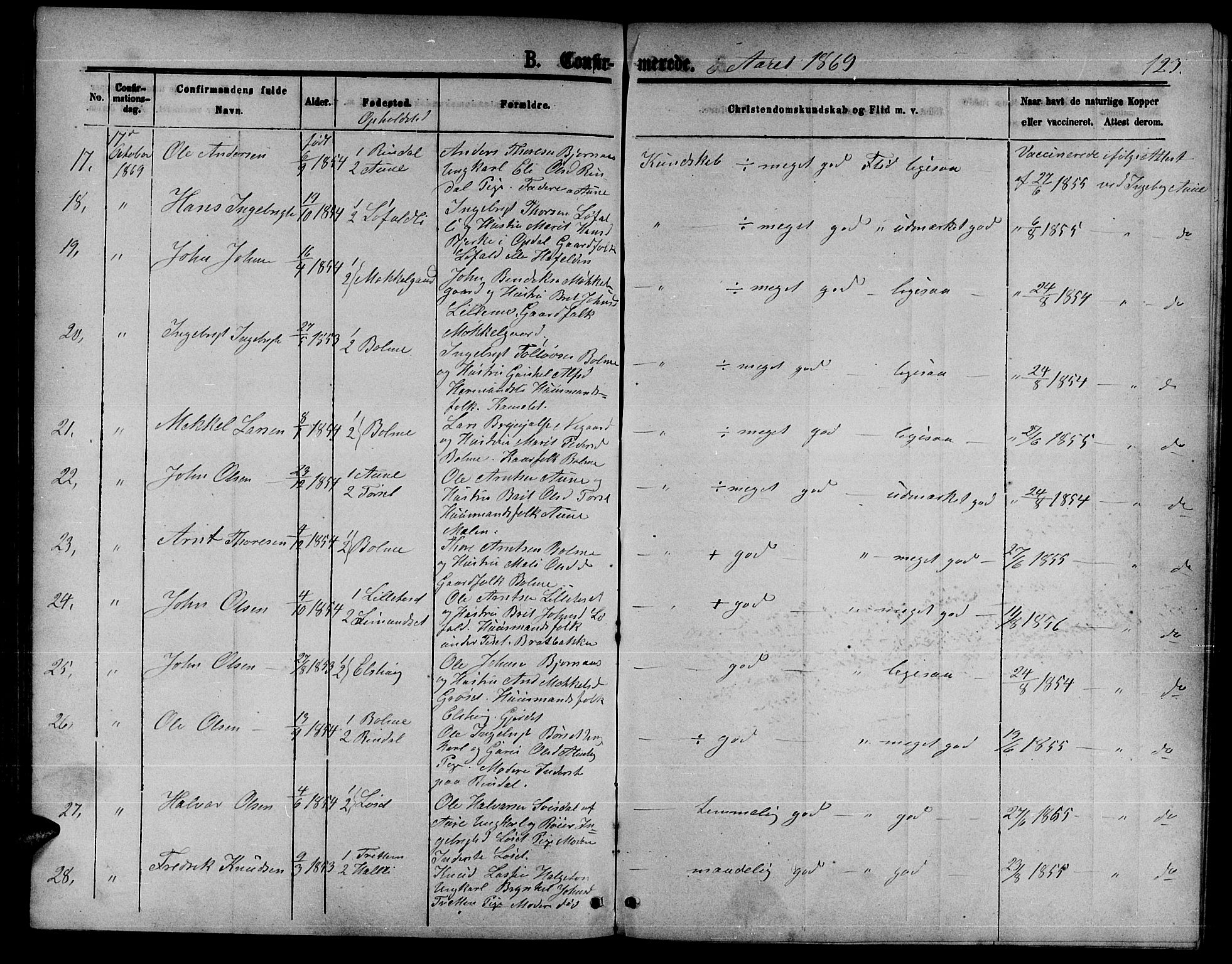 Ministerialprotokoller, klokkerbøker og fødselsregistre - Møre og Romsdal, AV/SAT-A-1454/598/L1076: Parish register (copy) no. 598C01, 1867-1878, p. 123