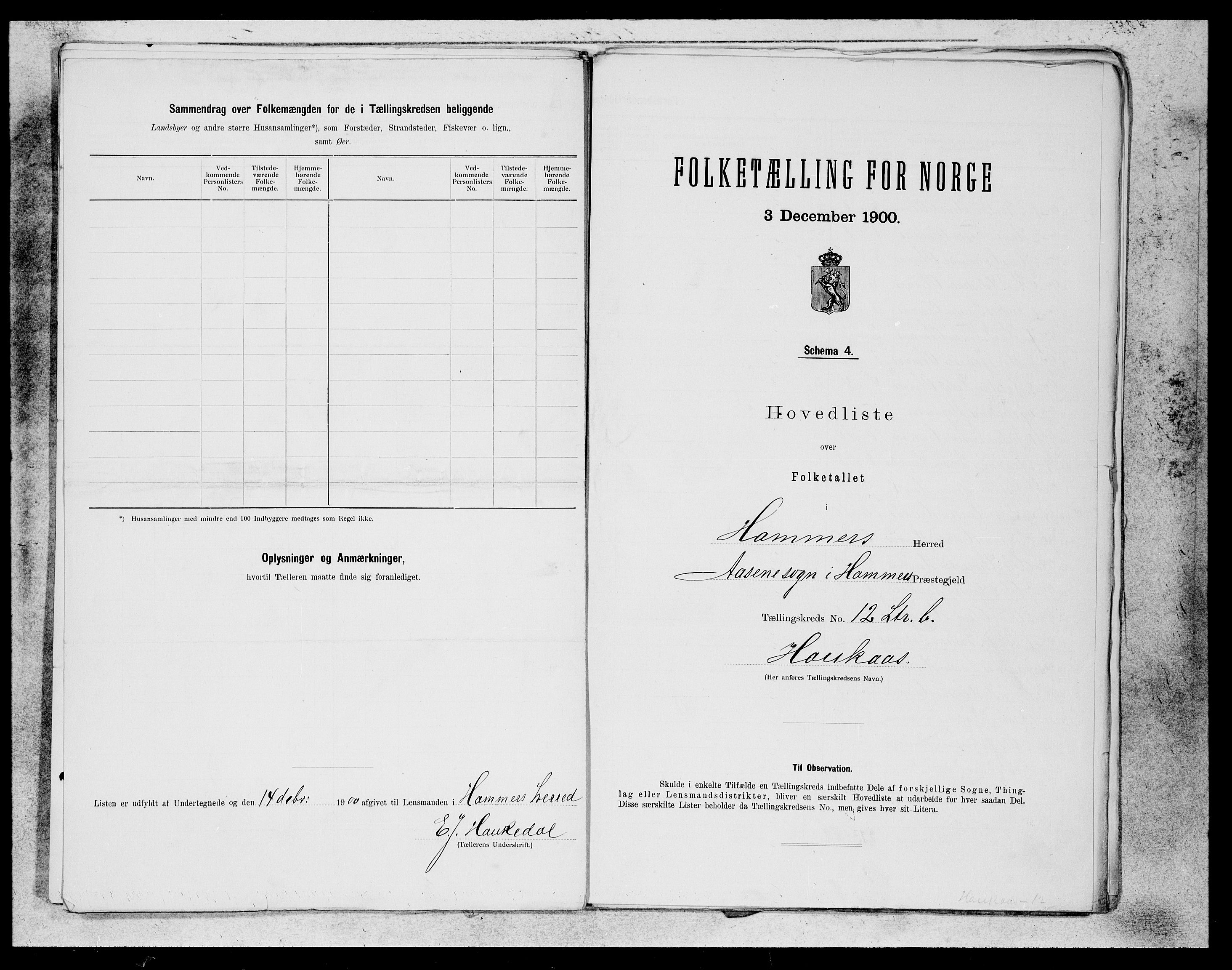 SAB, 1900 census for Hamre, 1900, p. 25