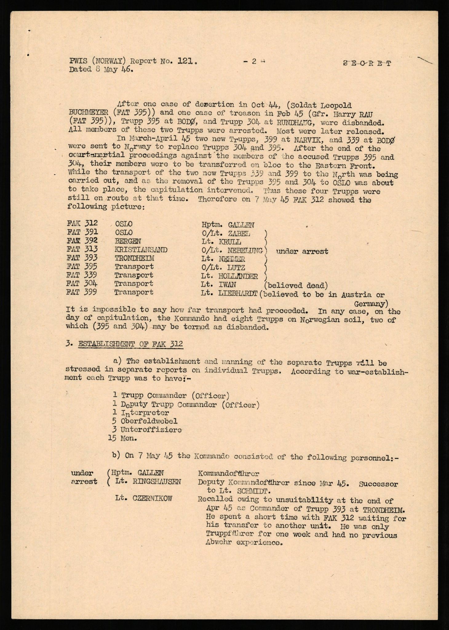 Forsvaret, Forsvarets overkommando II, AV/RA-RAFA-3915/D/Db/L0037: CI Questionaires. Tyske okkupasjonsstyrker i Norge. Tyskere., 1945-1946, p. 21