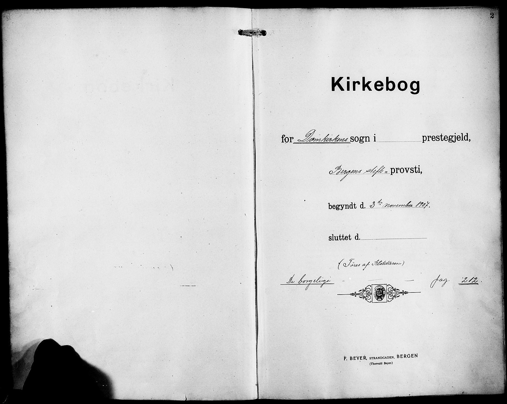 Domkirken sokneprestembete, SAB/A-74801/H/Hab/L0033: Parish register (copy) no. D 5, 1907-1924, p. 2